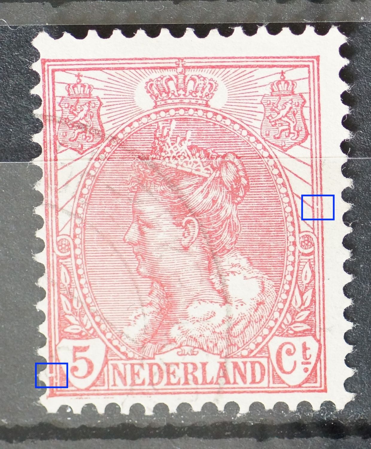 NVPH 60 - o.a. breuk in kaderlijn links, onder