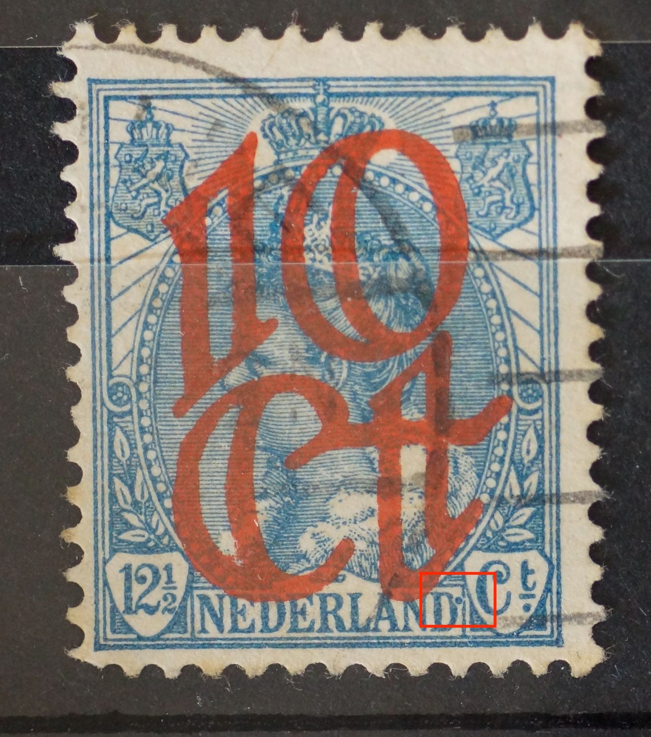 NVPH 118 - blauwe punt bij de 2e D van NEDERLAND
