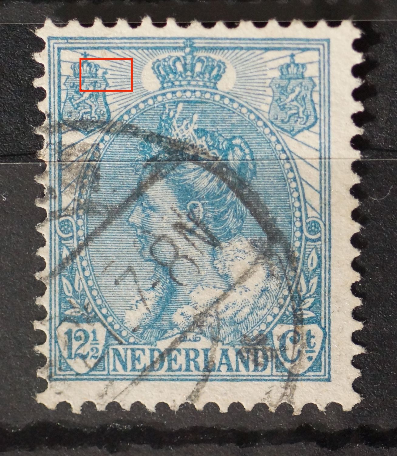 NVPH 63 - blauwe vlek bij linker wapenschild