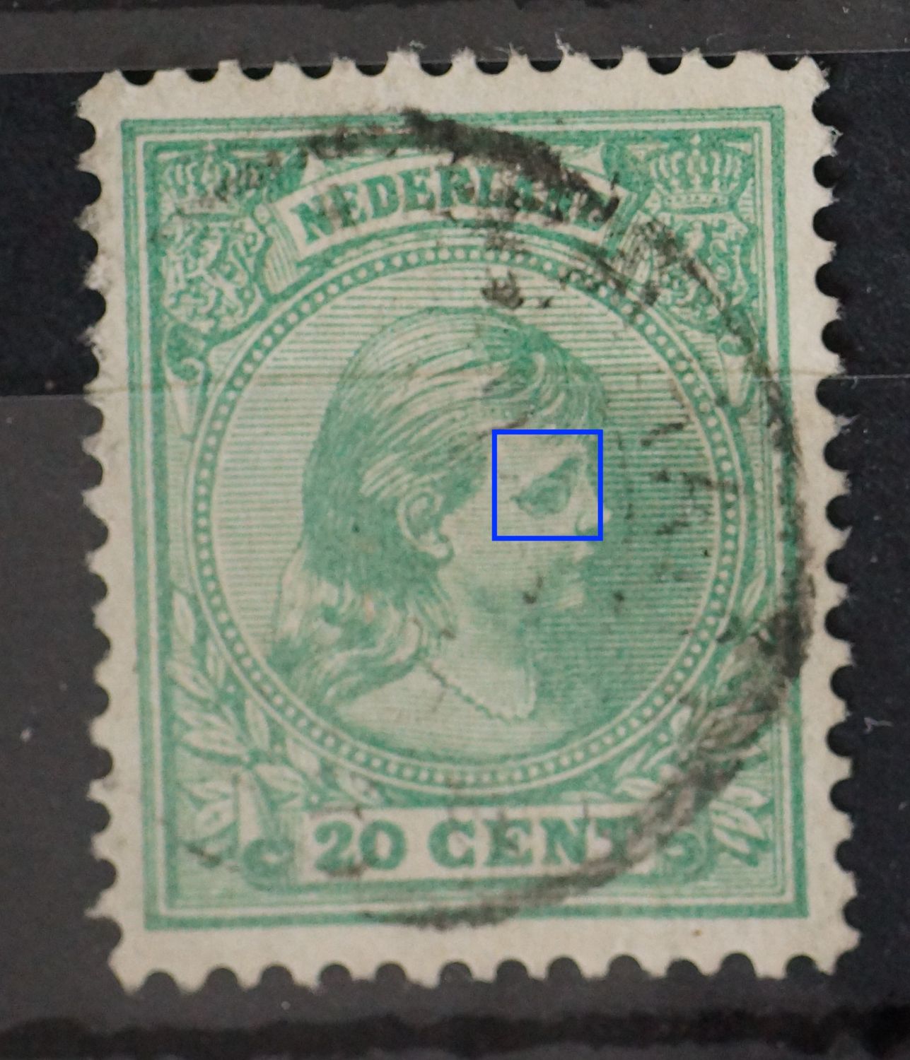 NVPH 40 - grote groene watervlek rondom het oog NVPH 40 - grote groene watervlek rondom het oog