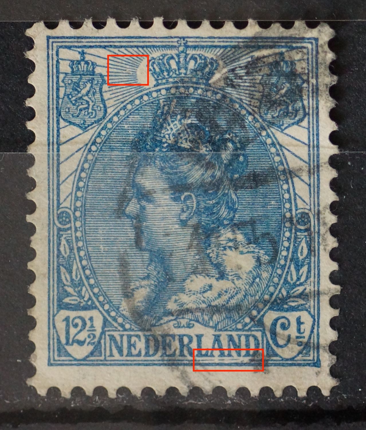 NVPH 63 - o.a. breuk in kaderlijn onder LAND
