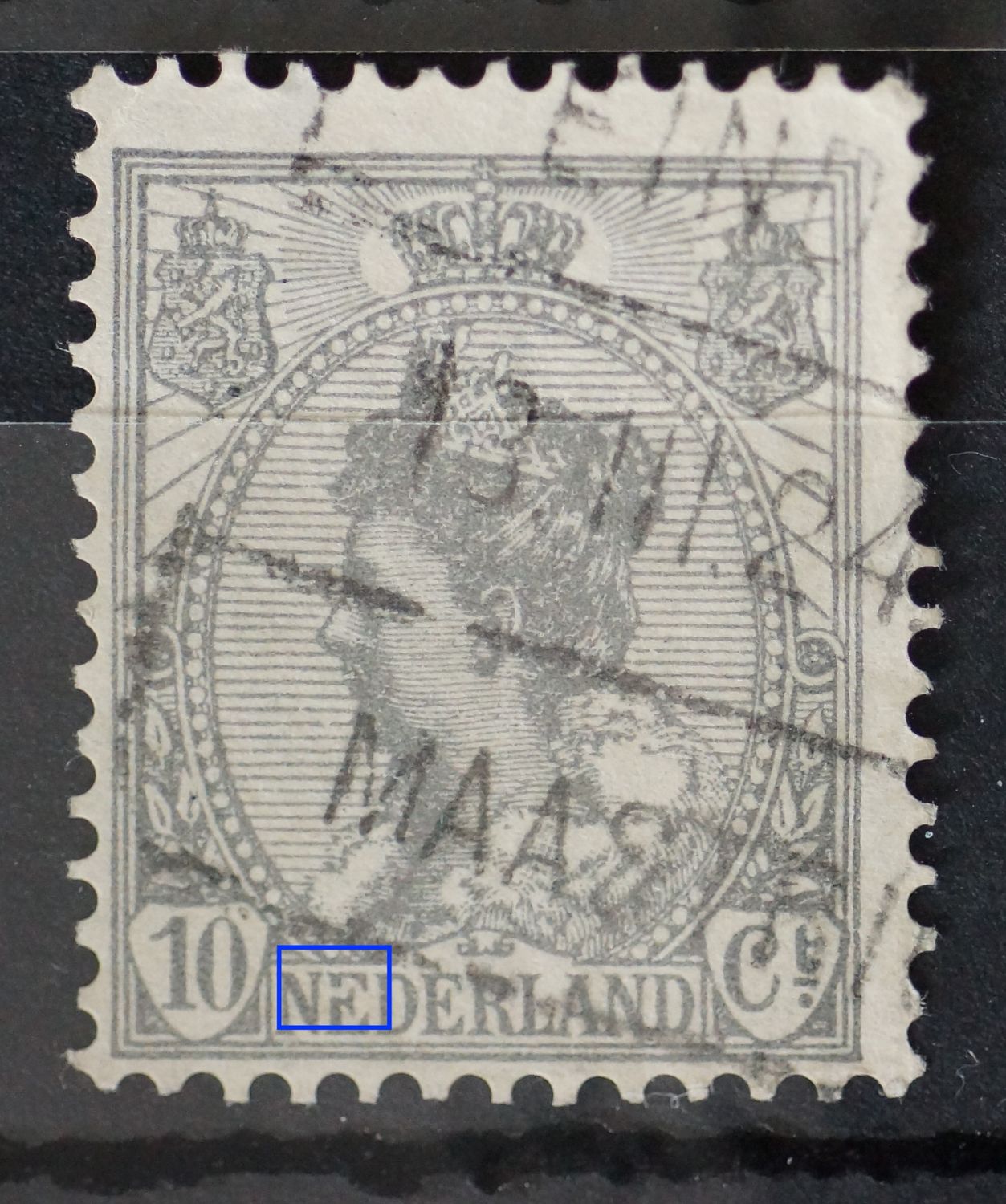 NVPH 81 - breuk / witte vlek in de 1e E van NEDERLAND