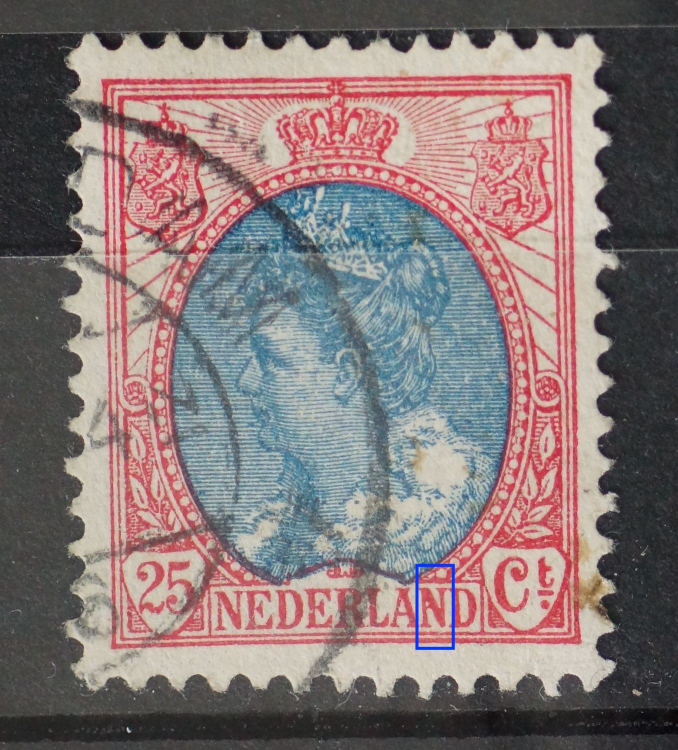 NVPH 71 - rode vlek in de 2e N van NEDERLAND
