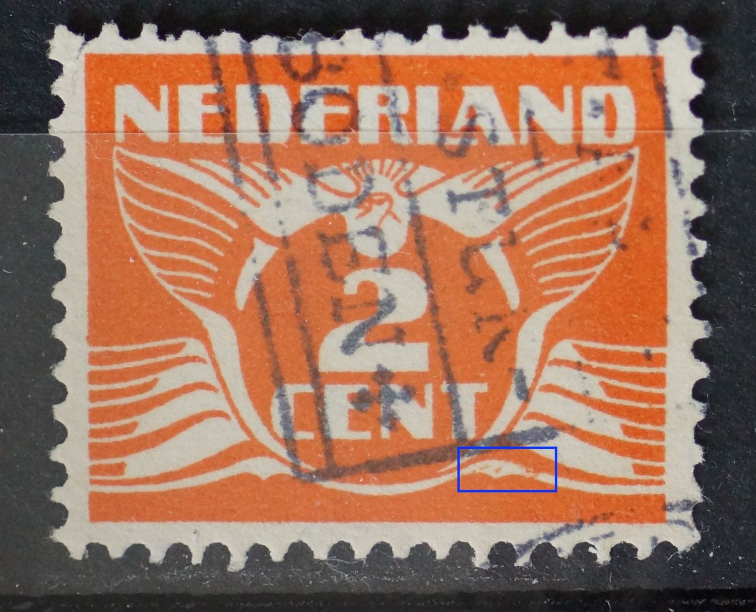 NVPH 173 - oranje vlekken onder