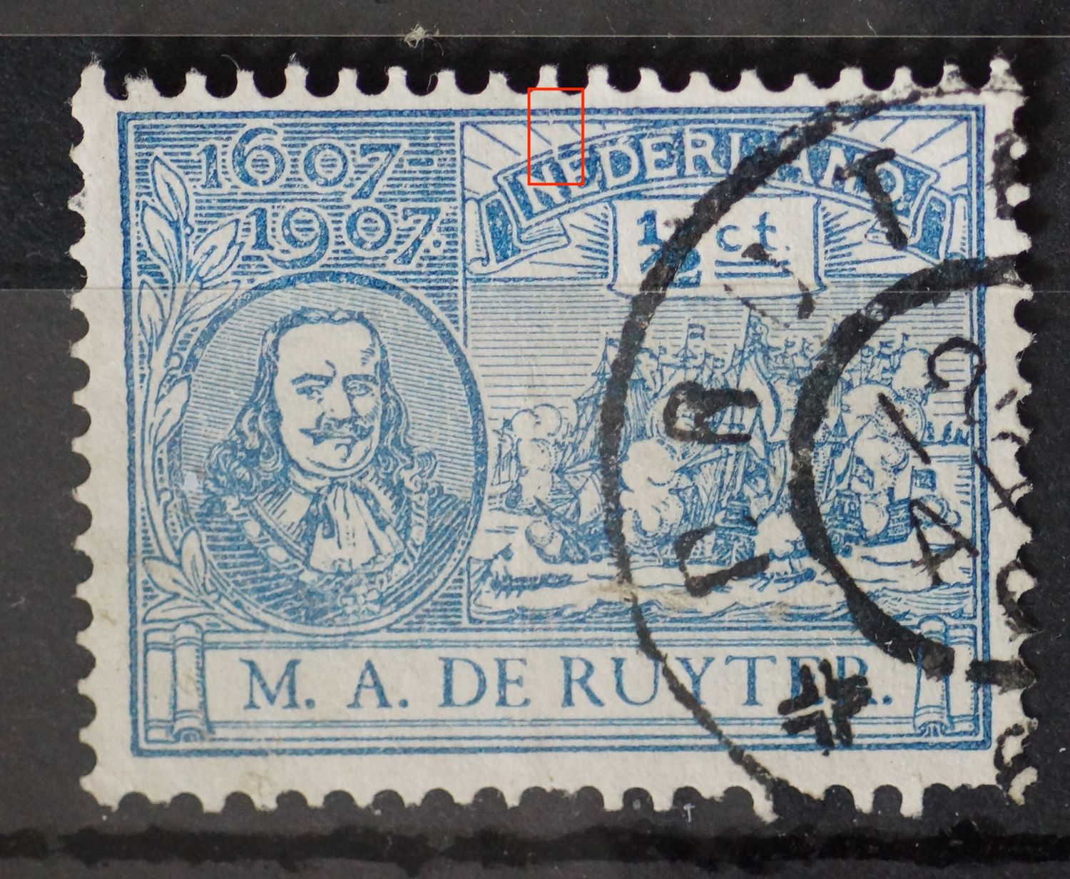 NVPH 87 - o.a. witte verticale kras bij NE van NEDERLAND