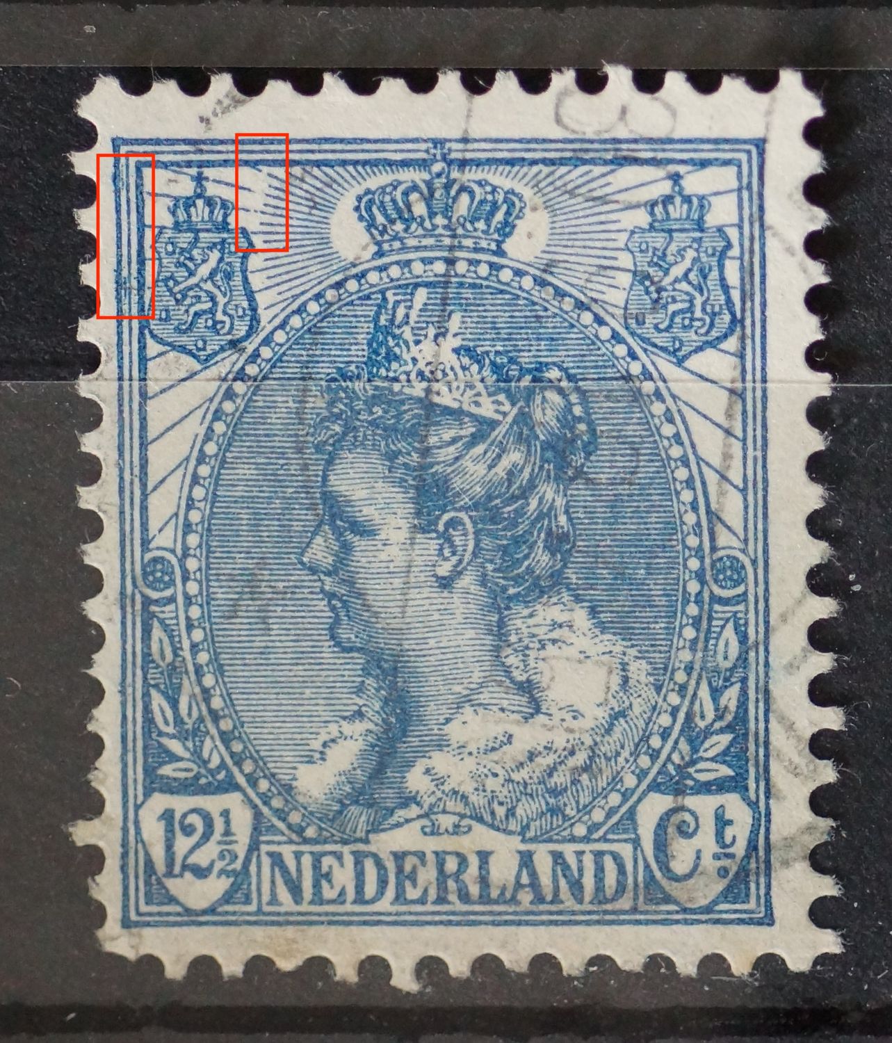 NVPH 63 - o.a. breuk in stralen bij linker wapenschild