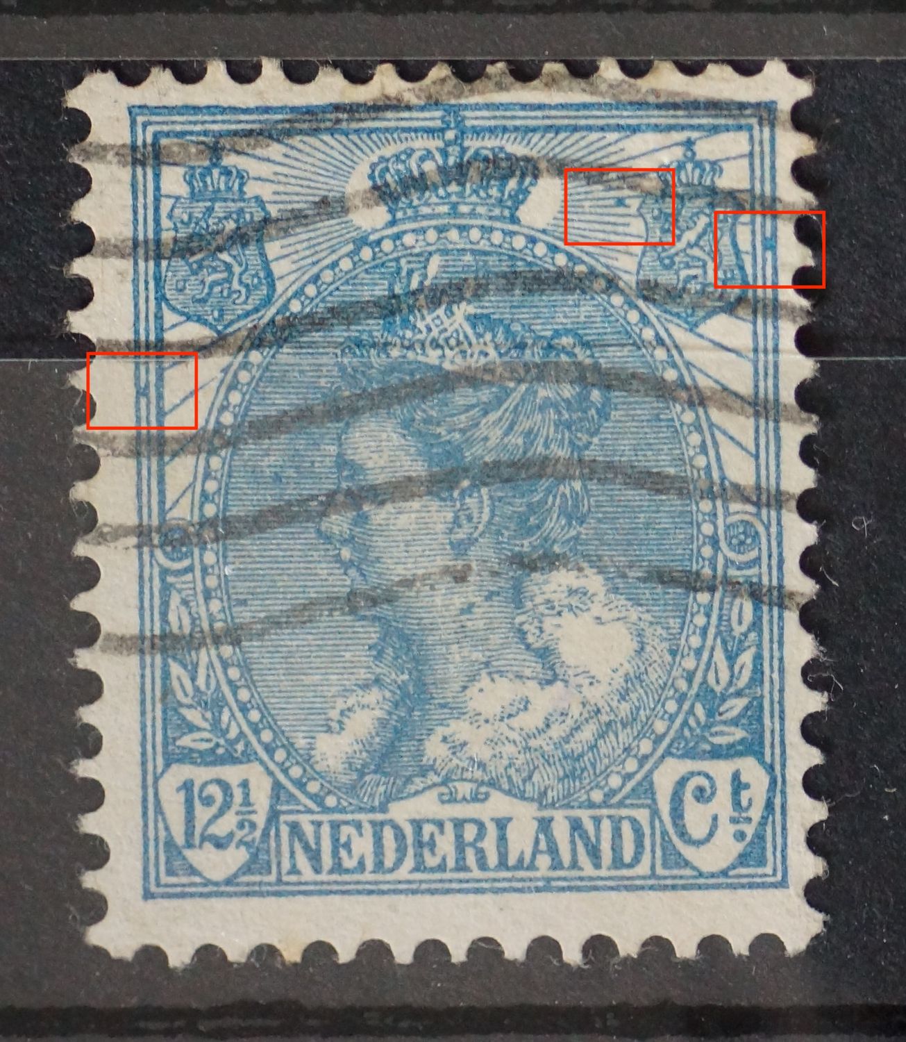 NVPH 63 - diverse blauwe vlekken