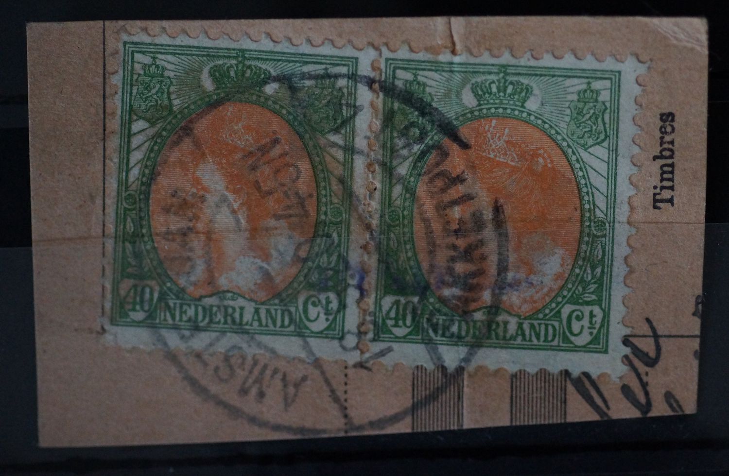 Amsterdam Pakketpost 4 op NVPH 73 (paar) Amsterdam Pakketpost 4 op NVPH 73 (paar)