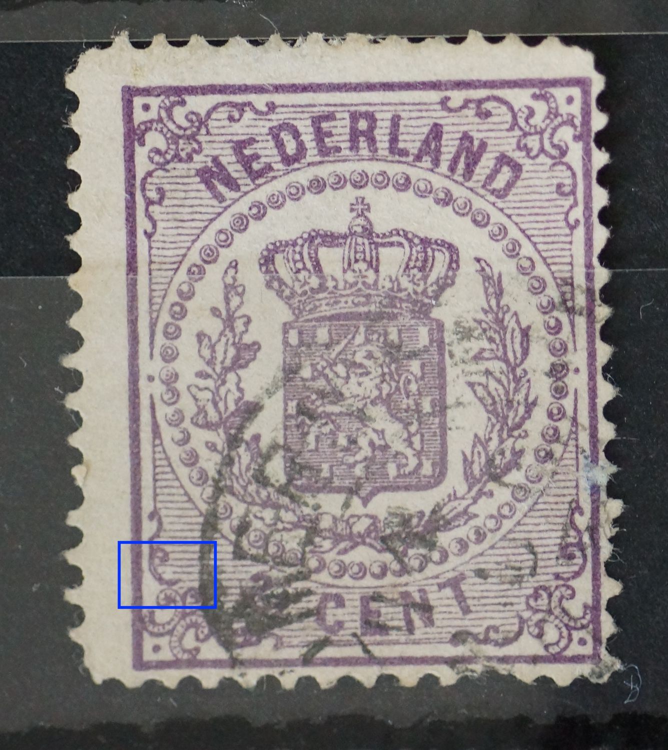 NVPH 18 - breuk in arcering linksonder