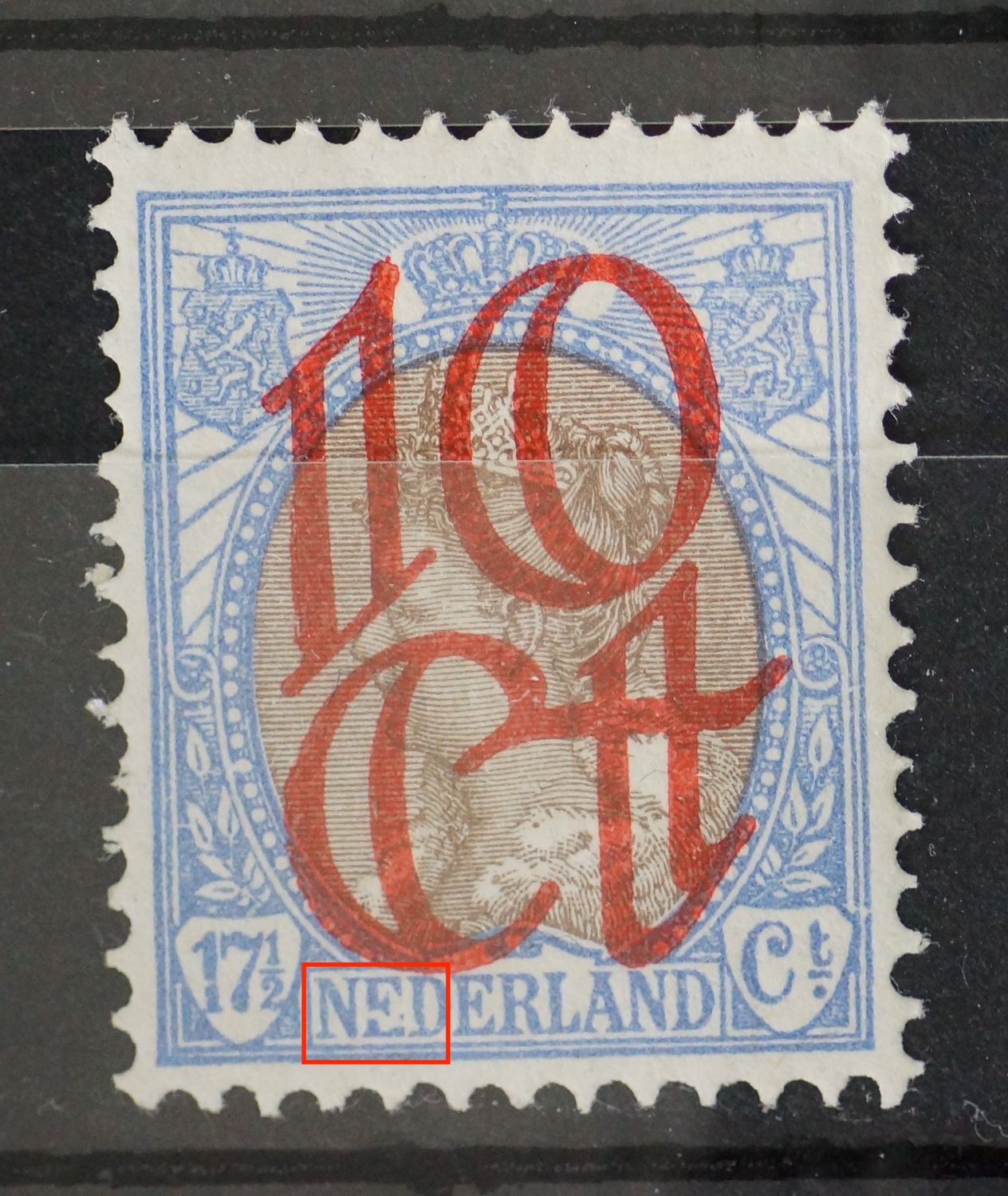NVPH 119 - witte streep door de 1e E van NEDERLAND