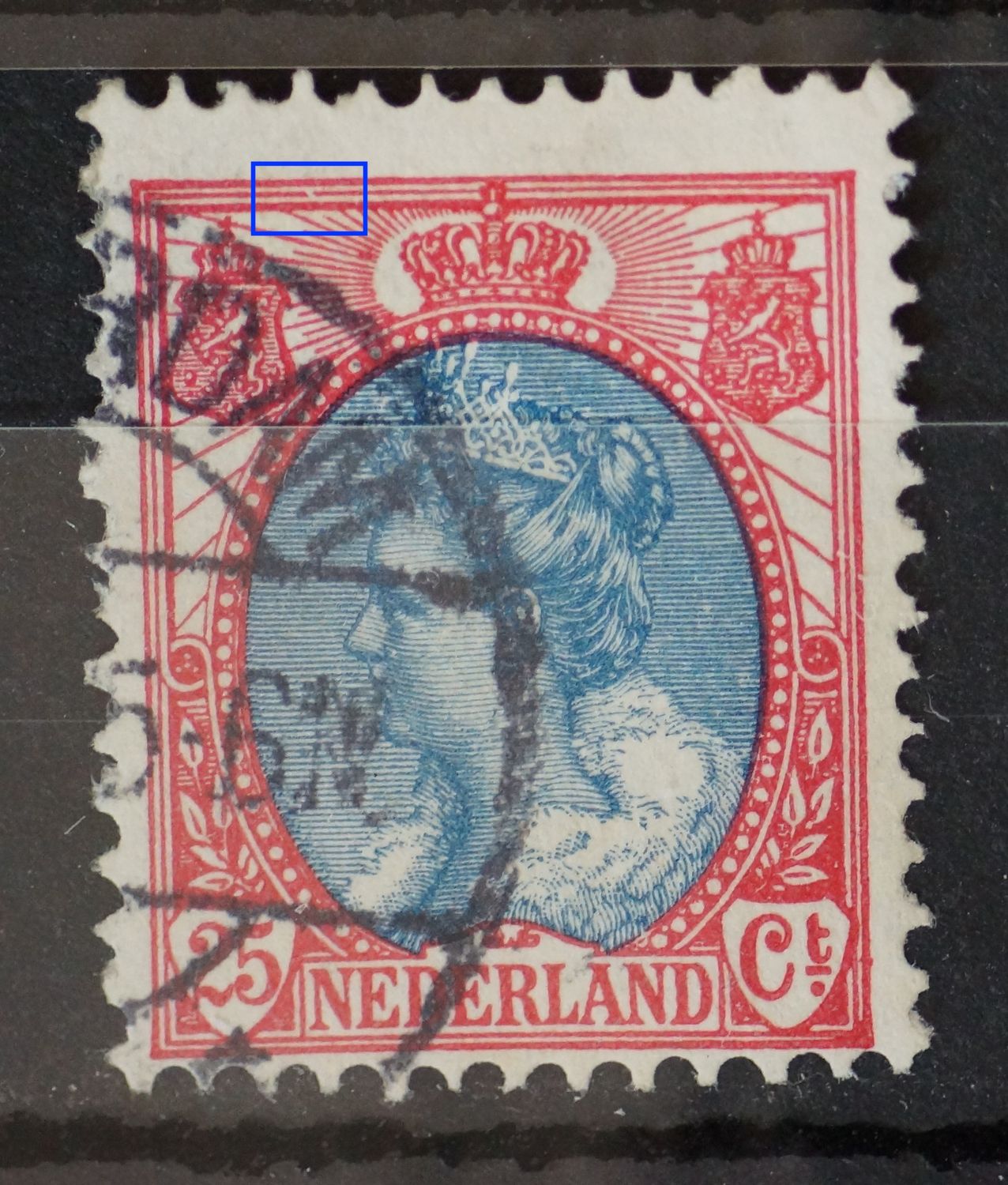 NVPH 71 - o.a. breuk in kaderlijn boven, links