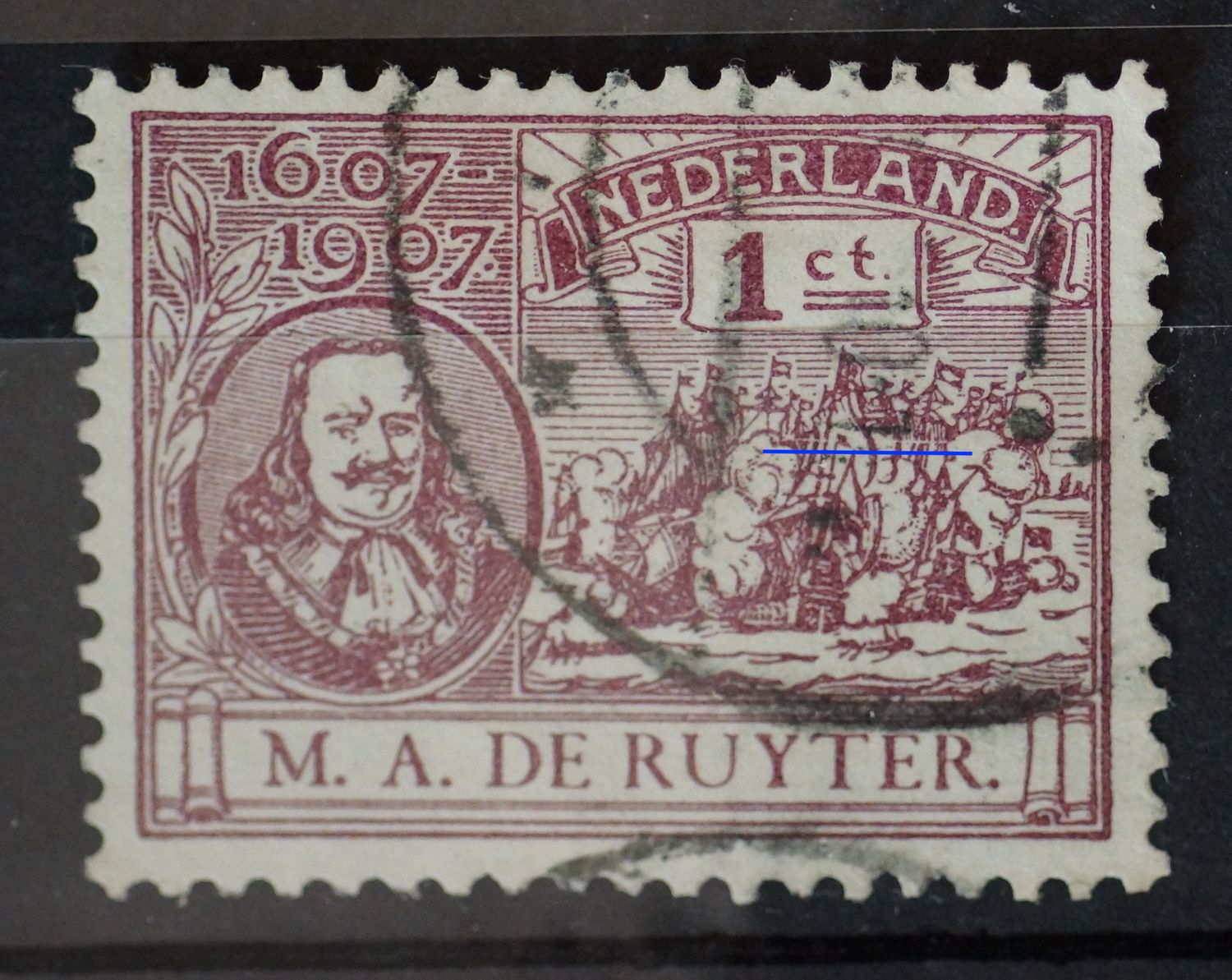 NVPH 88 - horizontale witte lijn, midden, rechts