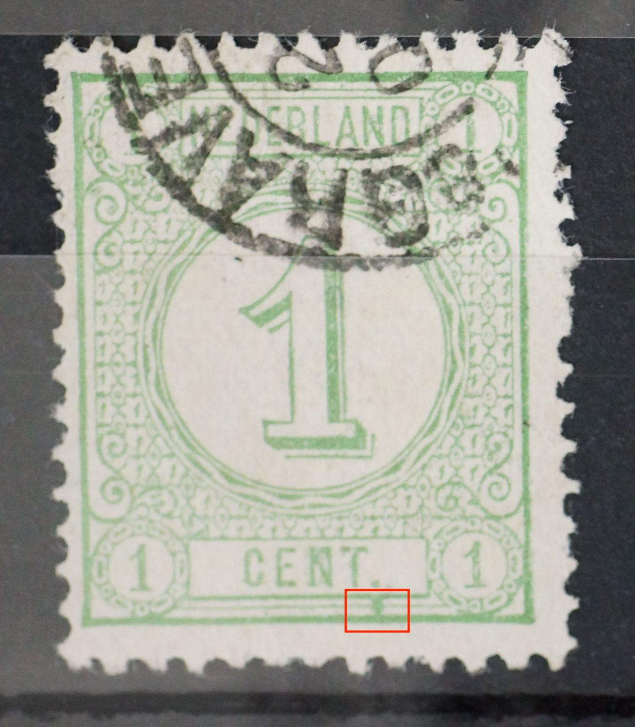NVPH 31 - groene vlek onder de punt na CENT