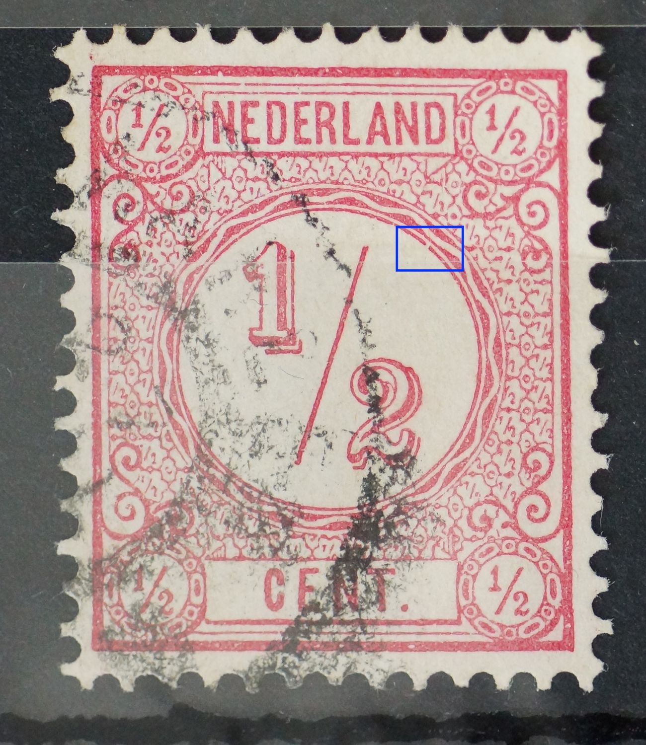 NVPH 30 - breuk in binnenrand medaillon rechts