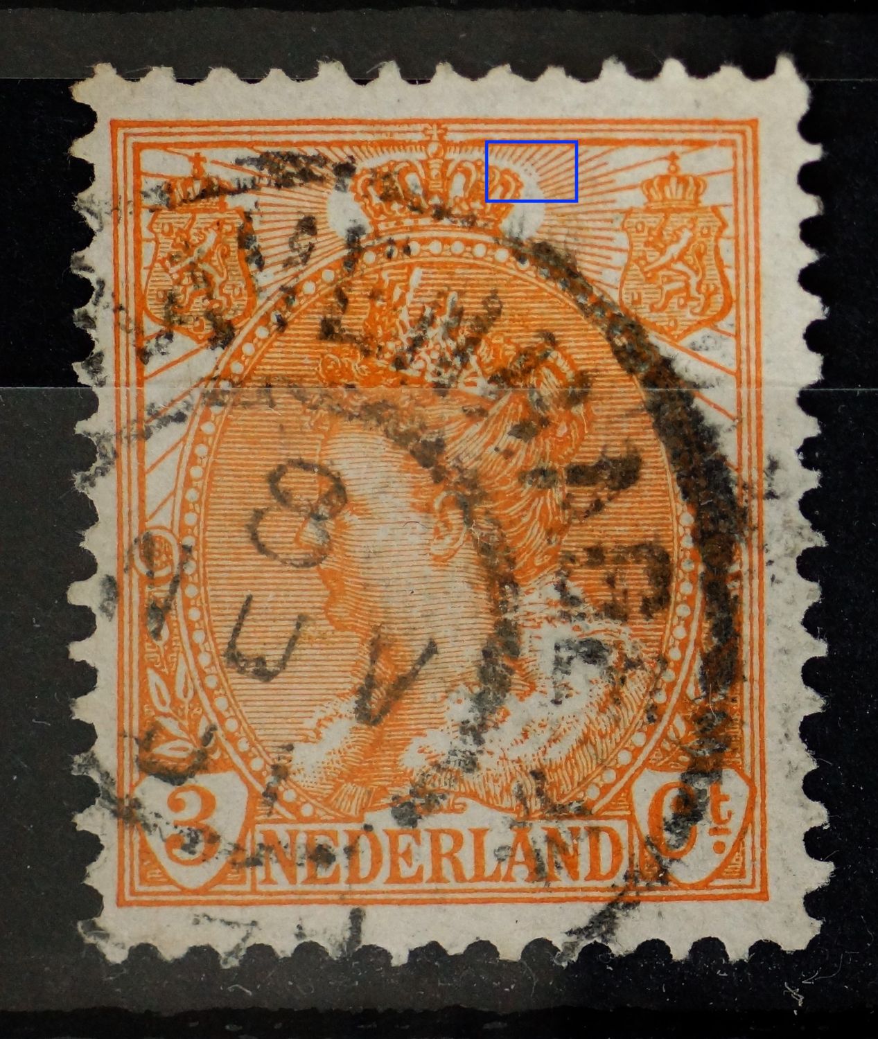 NVPH 56 - breuk in stralen rechts van kroon