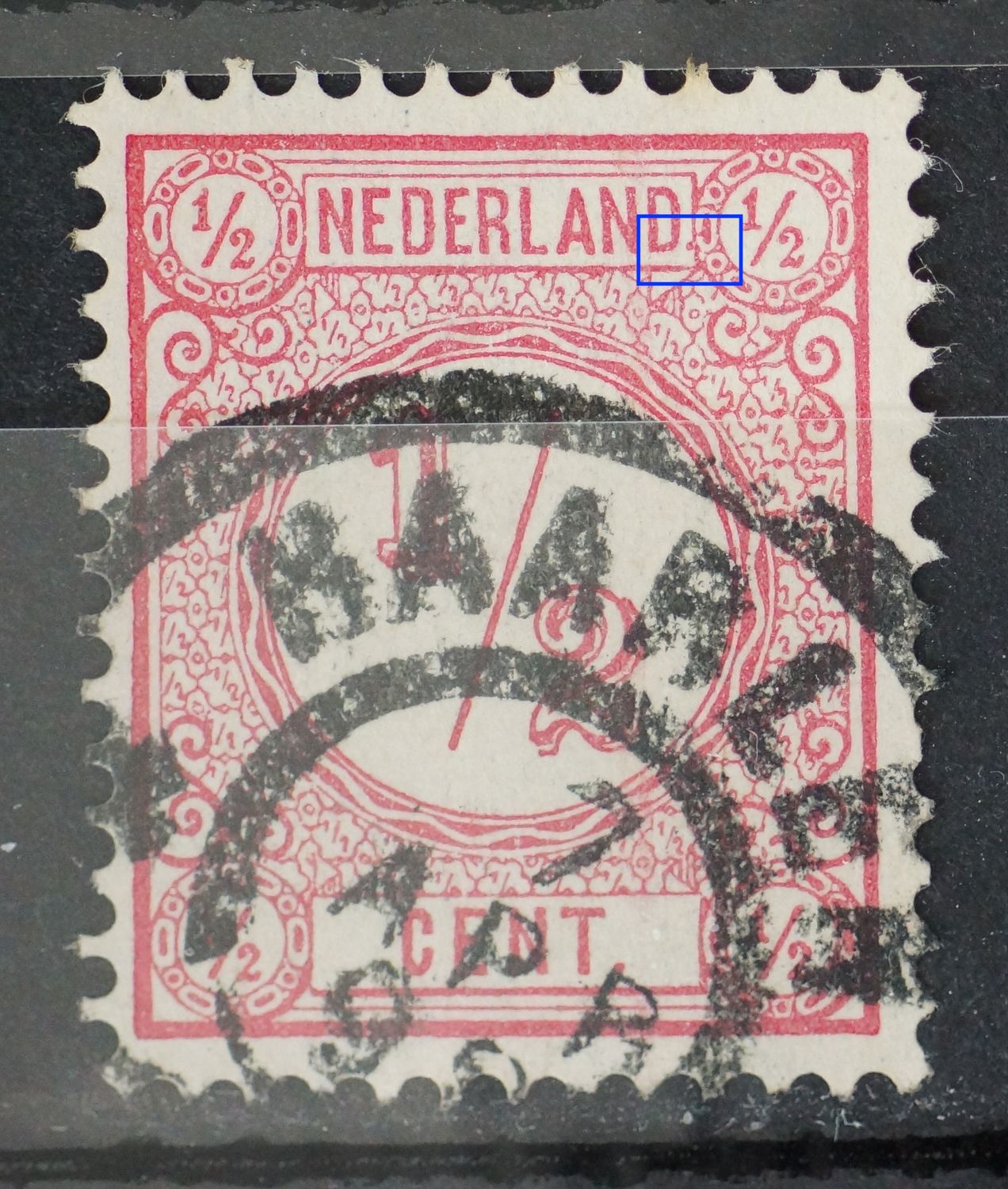 NVPH 30 - roze punt rechts van NEDERLAND