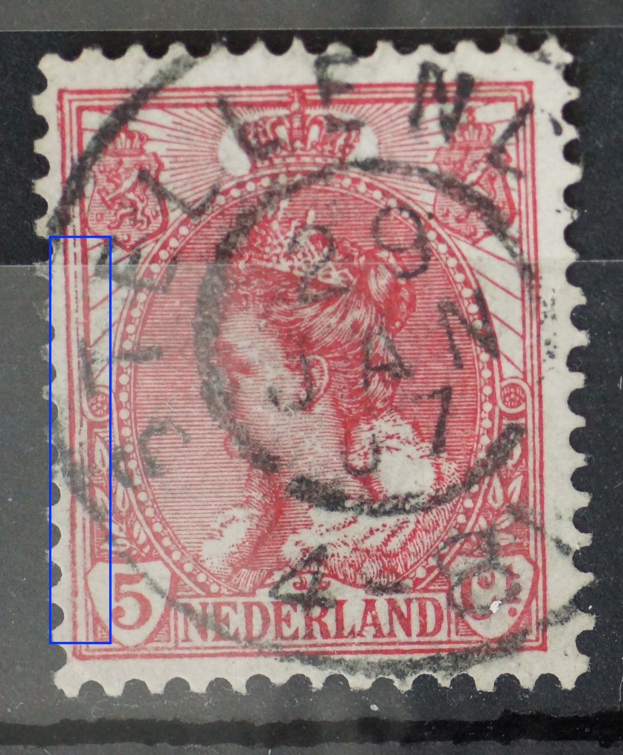 NVPH 60 - sterk beschadigde kaderlijn links