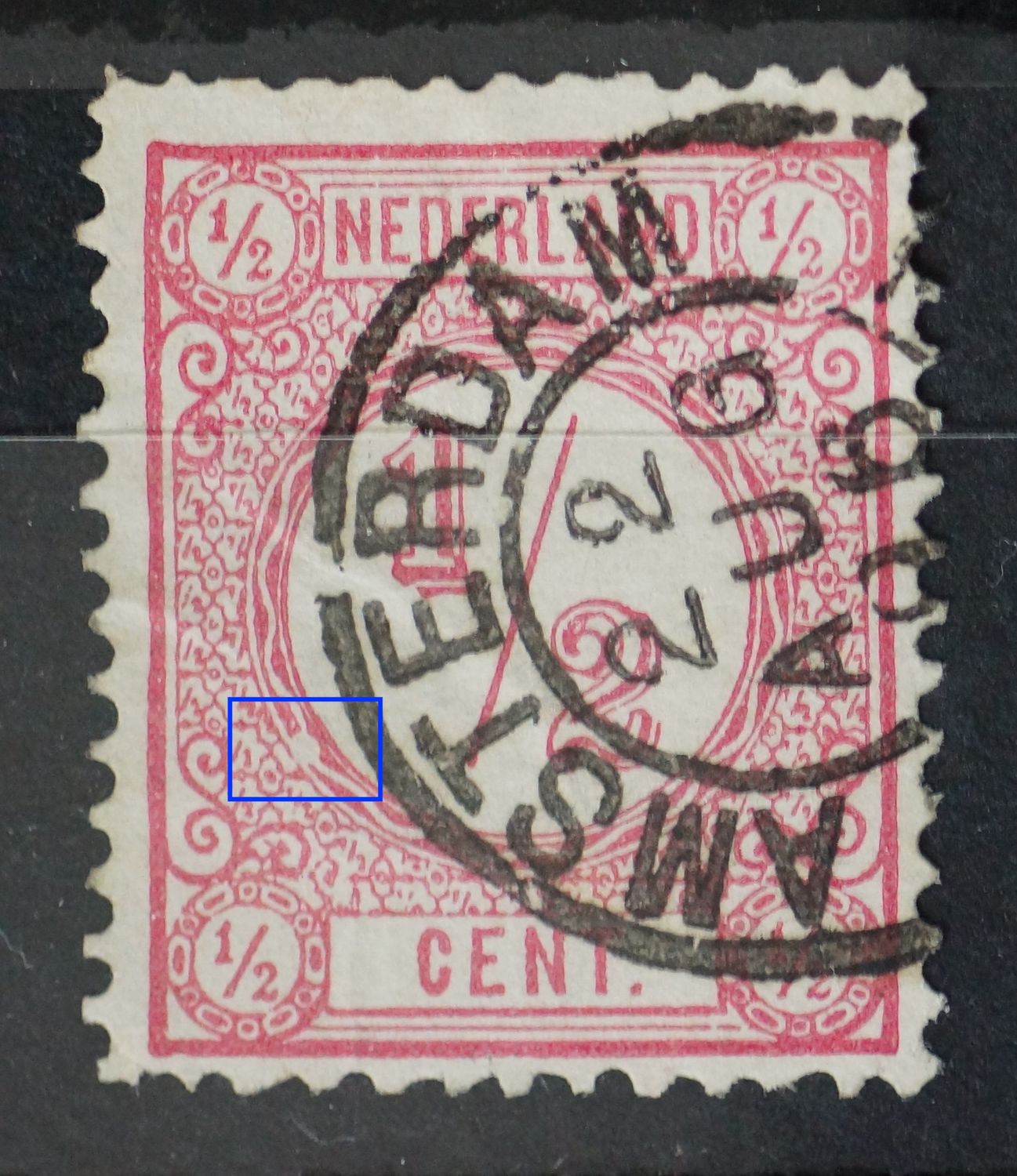 NVPH 30 - witte vlek in rand medaillon