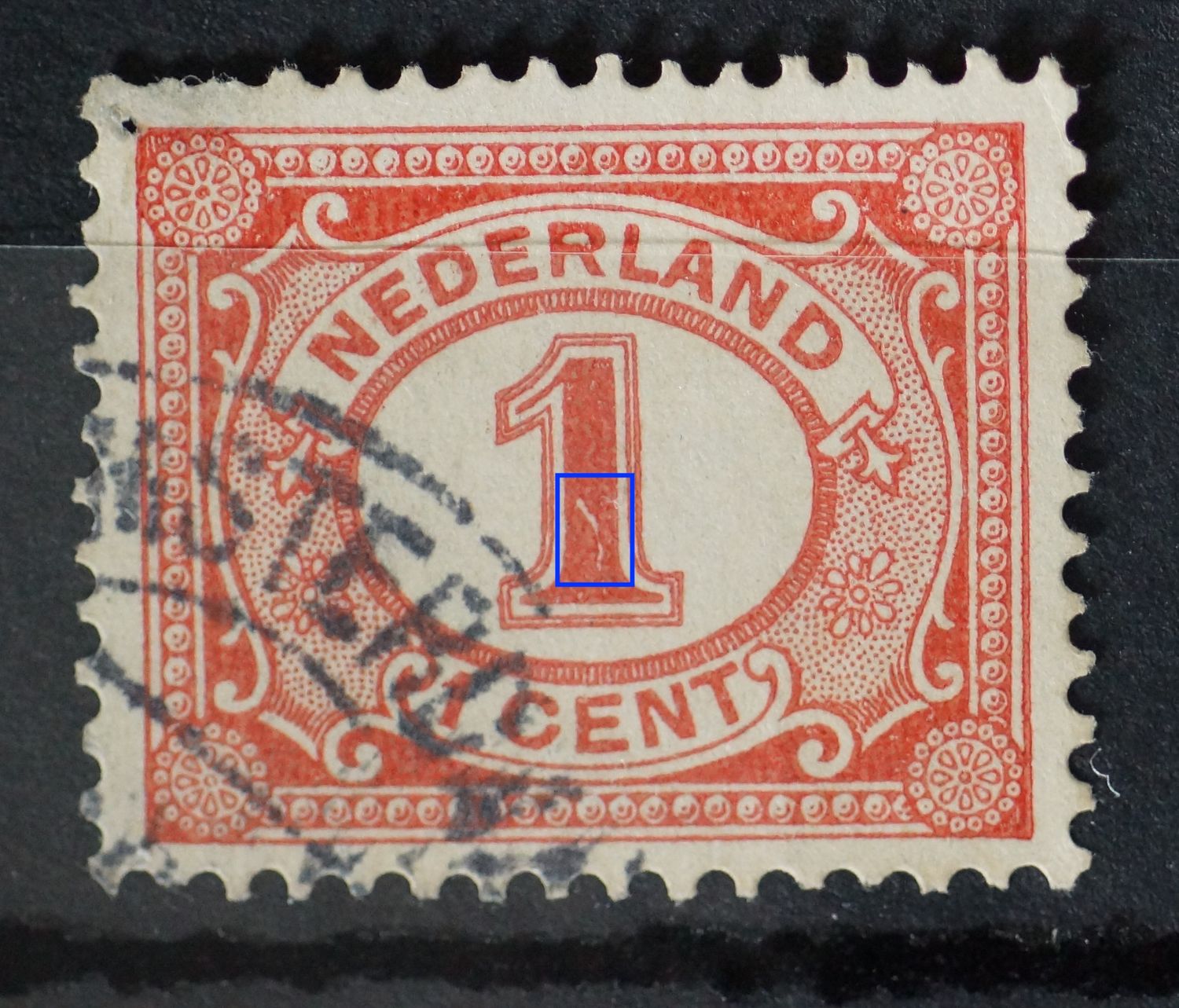 NVPH 51 - witte kras in de 1 NVPH 51 - witte kras in de 1