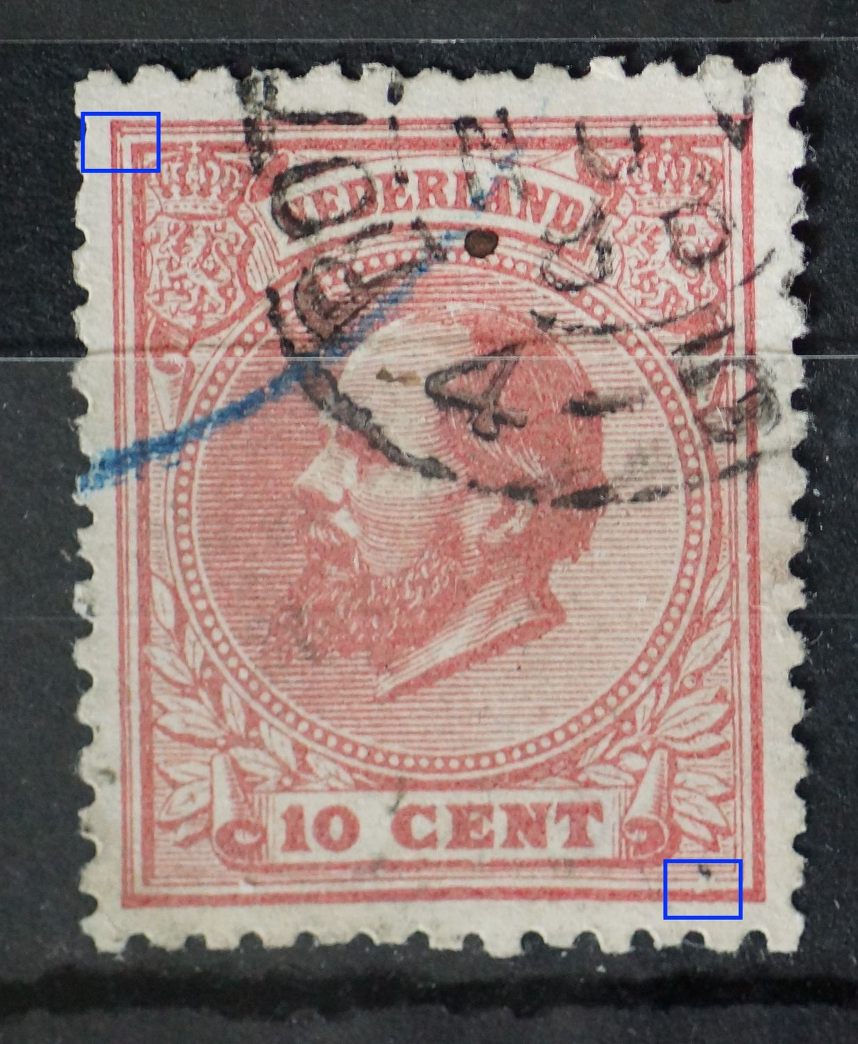 NVPH 21 - o.a. breuk / beschadiging rechtsonder