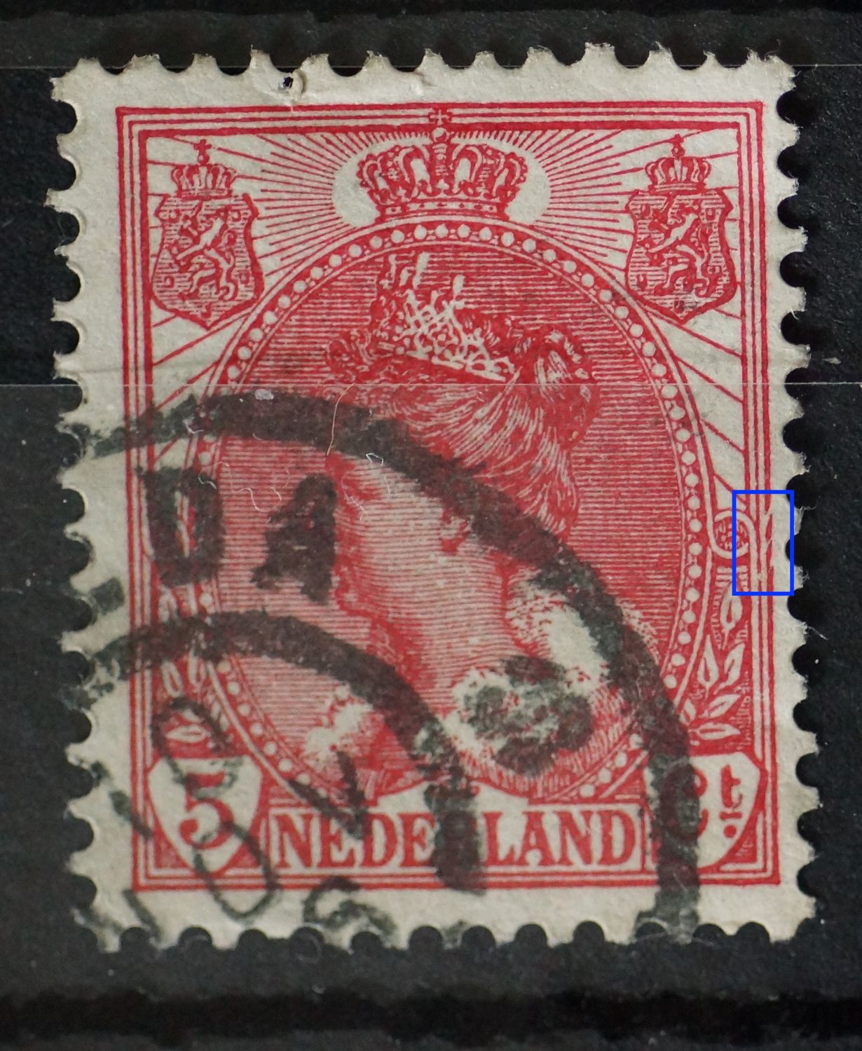 NVPH 60 - breuk / beschadiging kaderlijnen rechts