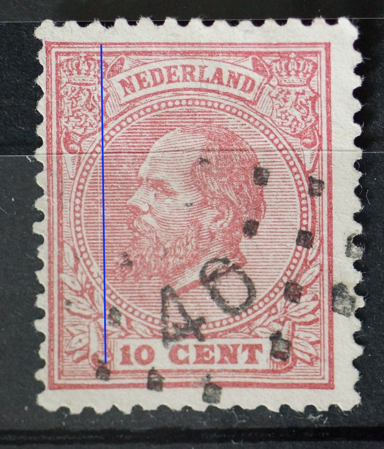 NVPH 21 - witte vertikale (graveer)kras links