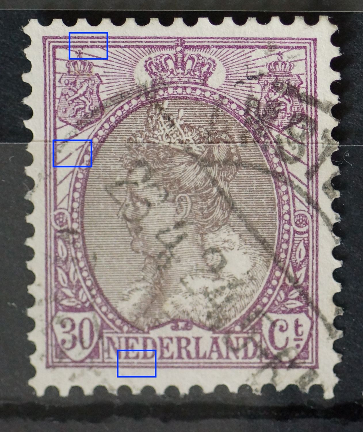 NVPH 72 - o.a. breuk in straal links