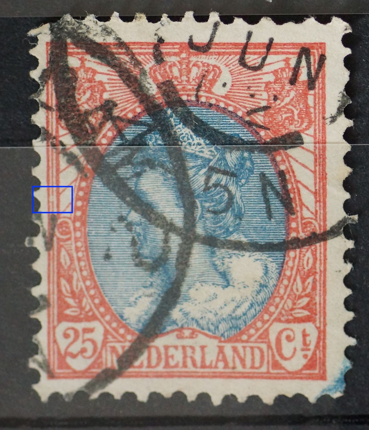 NVPH 71 - breuk in kaderlijn links, midden NVPH 71 - breuk in kaderlijn links, midden