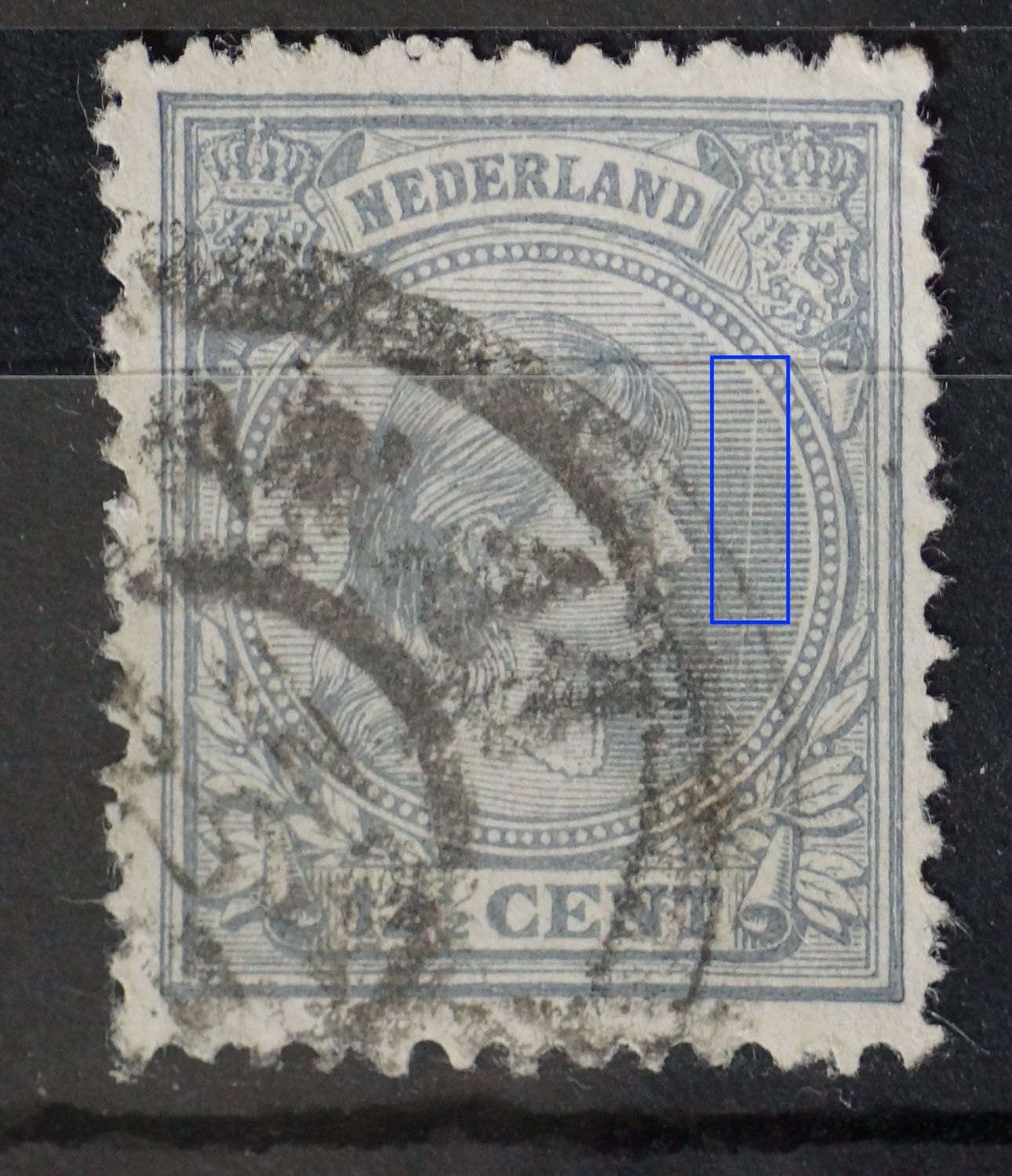 NVPH 38 - witte verticale (graveer)kras rechts NVPH 38 - witte verticale (graveer)kras rechts