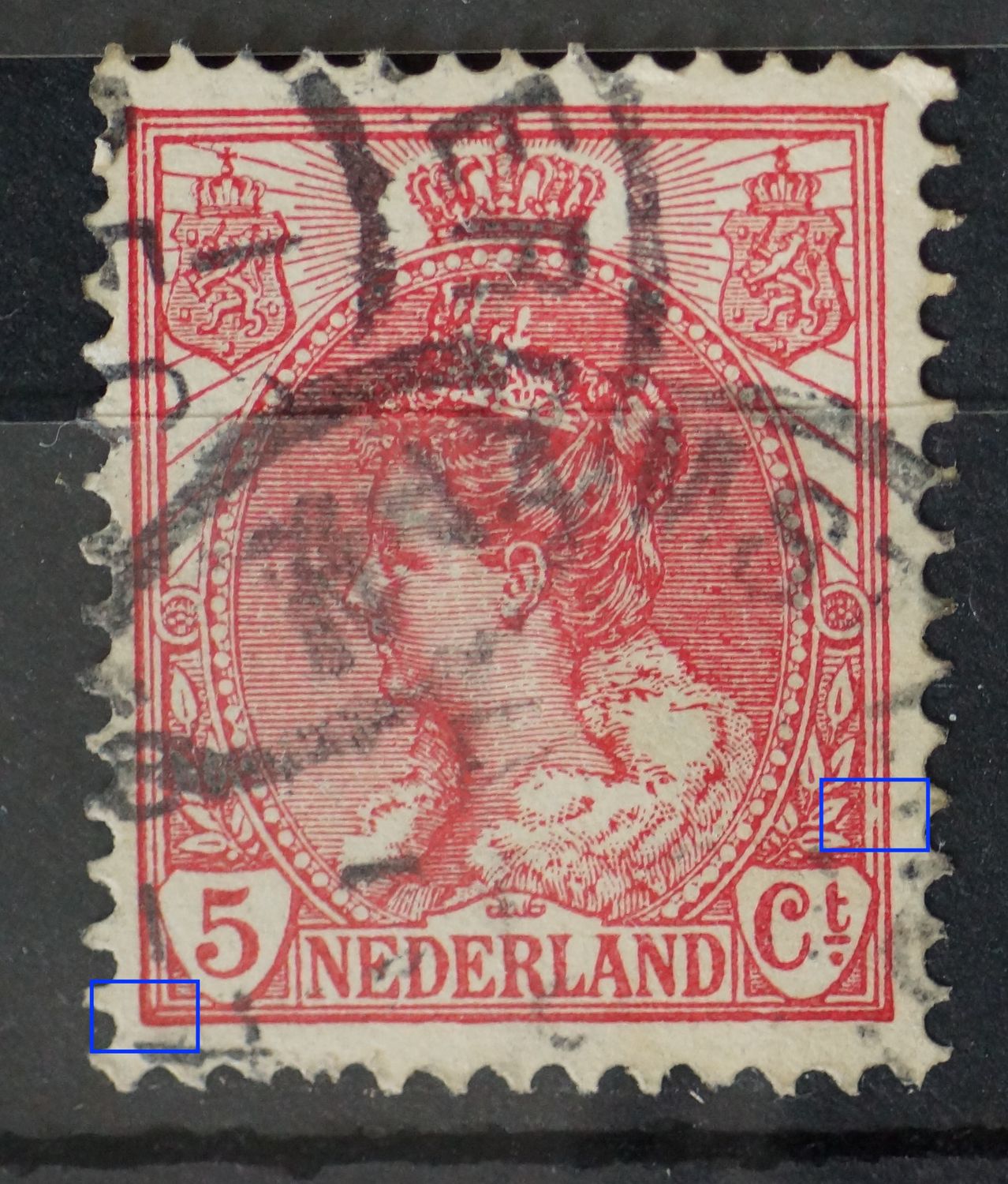 NVPH 60 - o.a. breuk in kaderlijn rechts