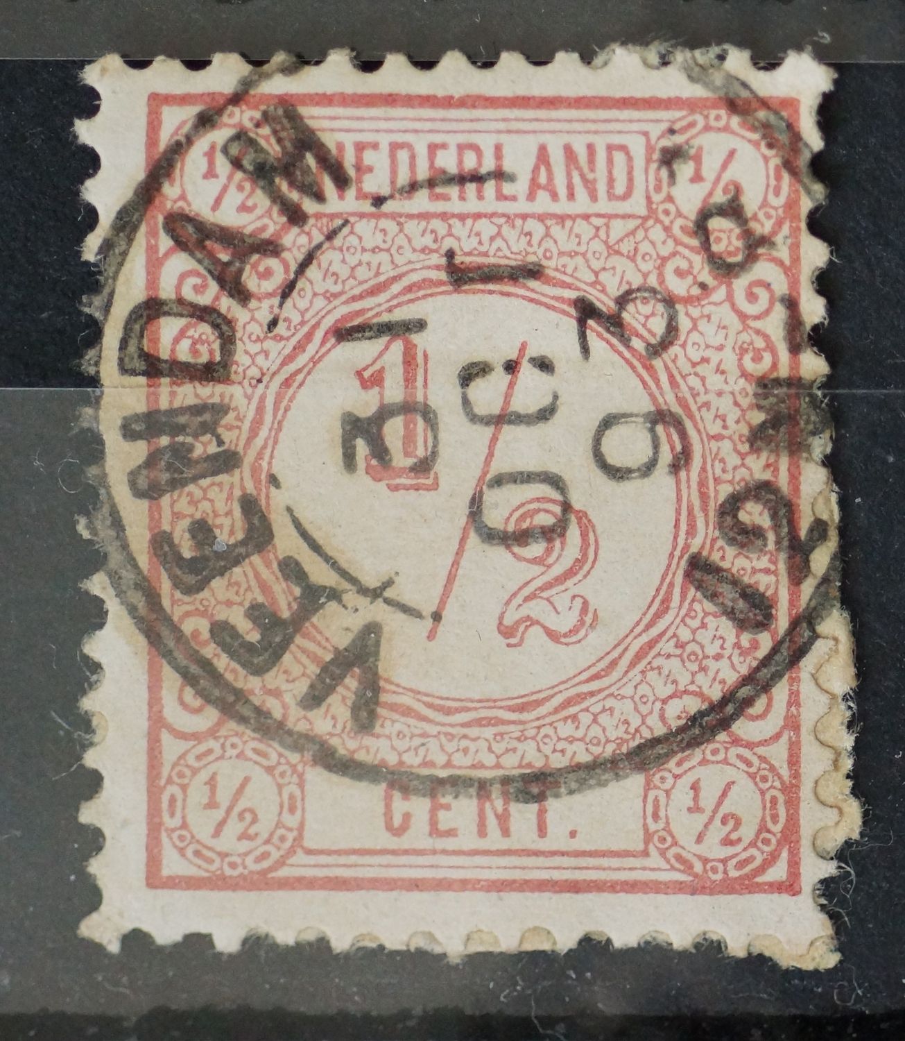 Tweeletter stempel Veendam (31-10-1893 !) op NVPH 30