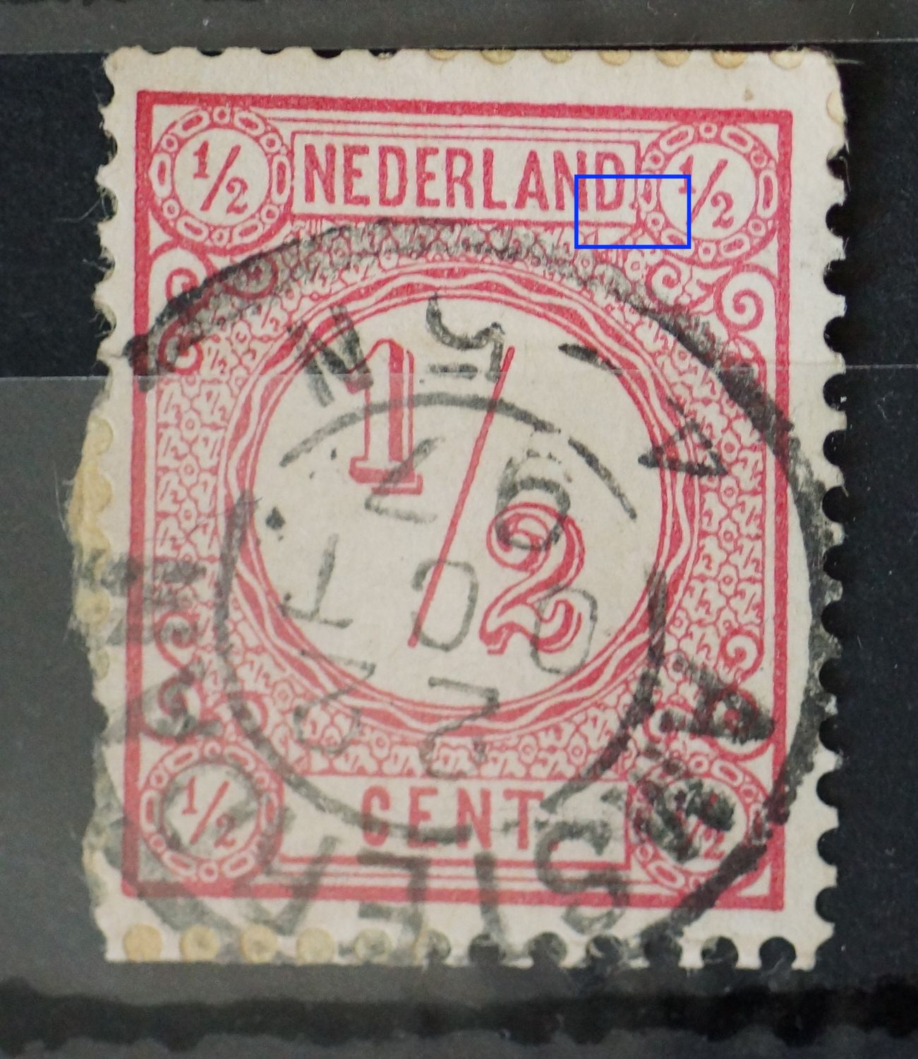 NVPH 30 - roze punt rechts van NEDERLAND