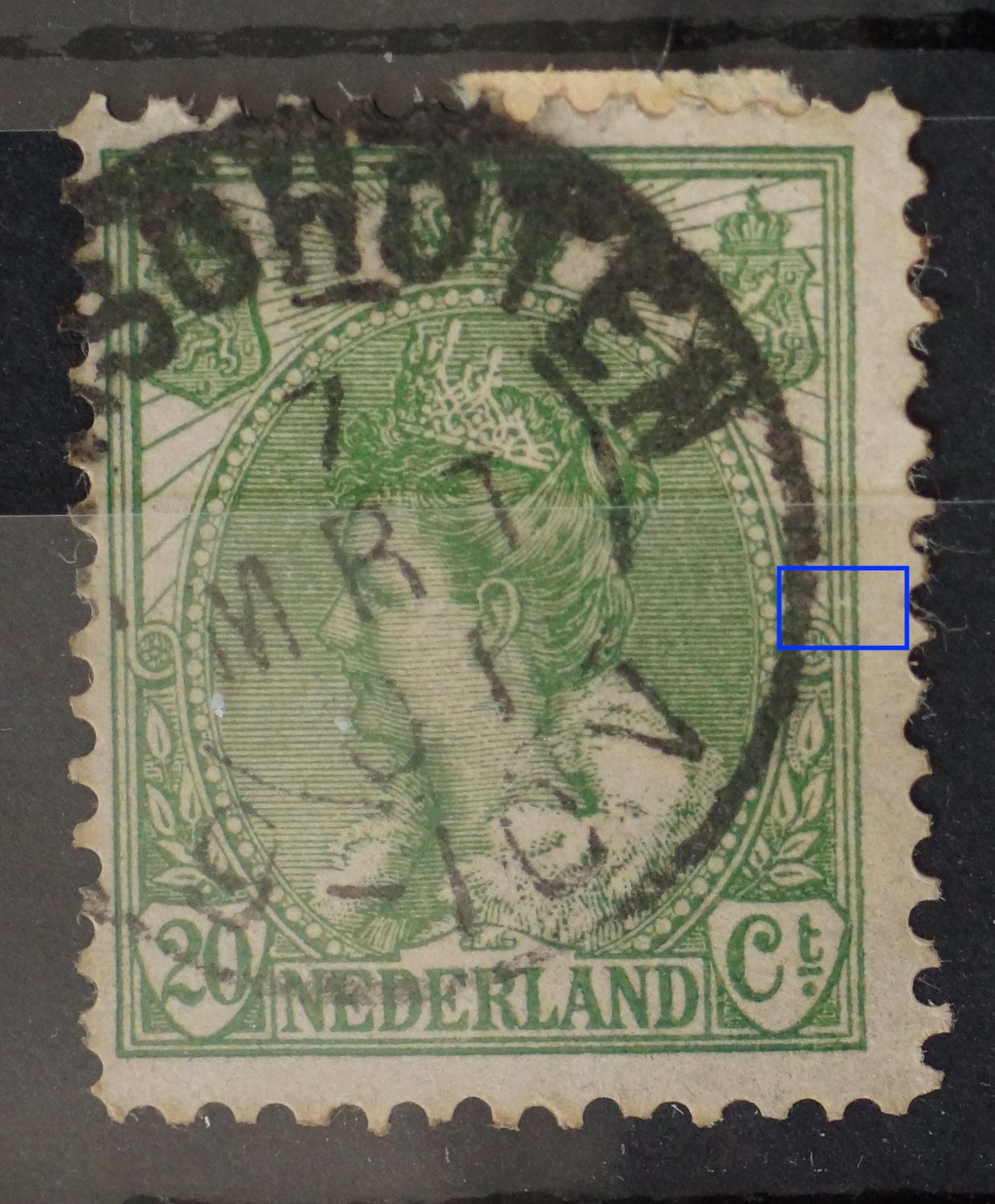 NVPH 68 - breuk in kaderlijn rechts, midden