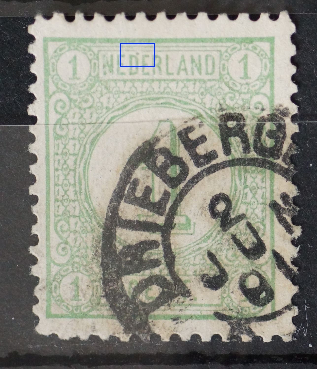 NVPH 31 - groene punt boven de eerste D van NEDERLAND
