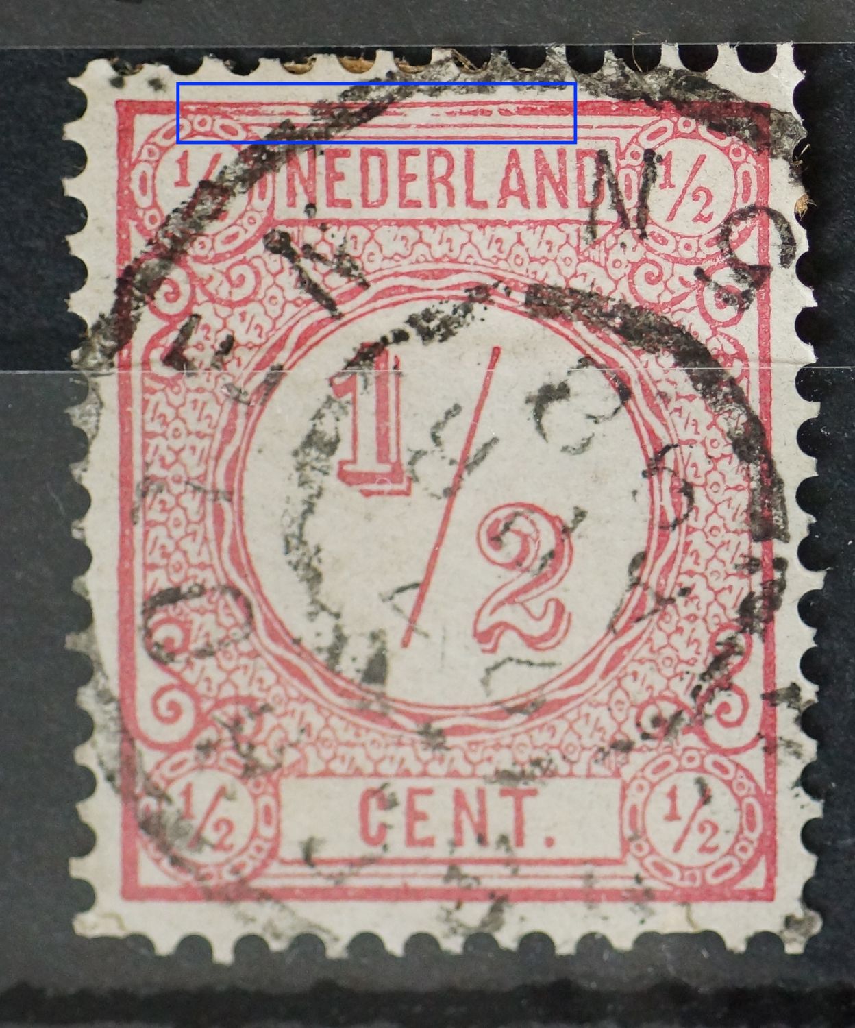 NVPH 30 - beschadigde kaderlijn boven