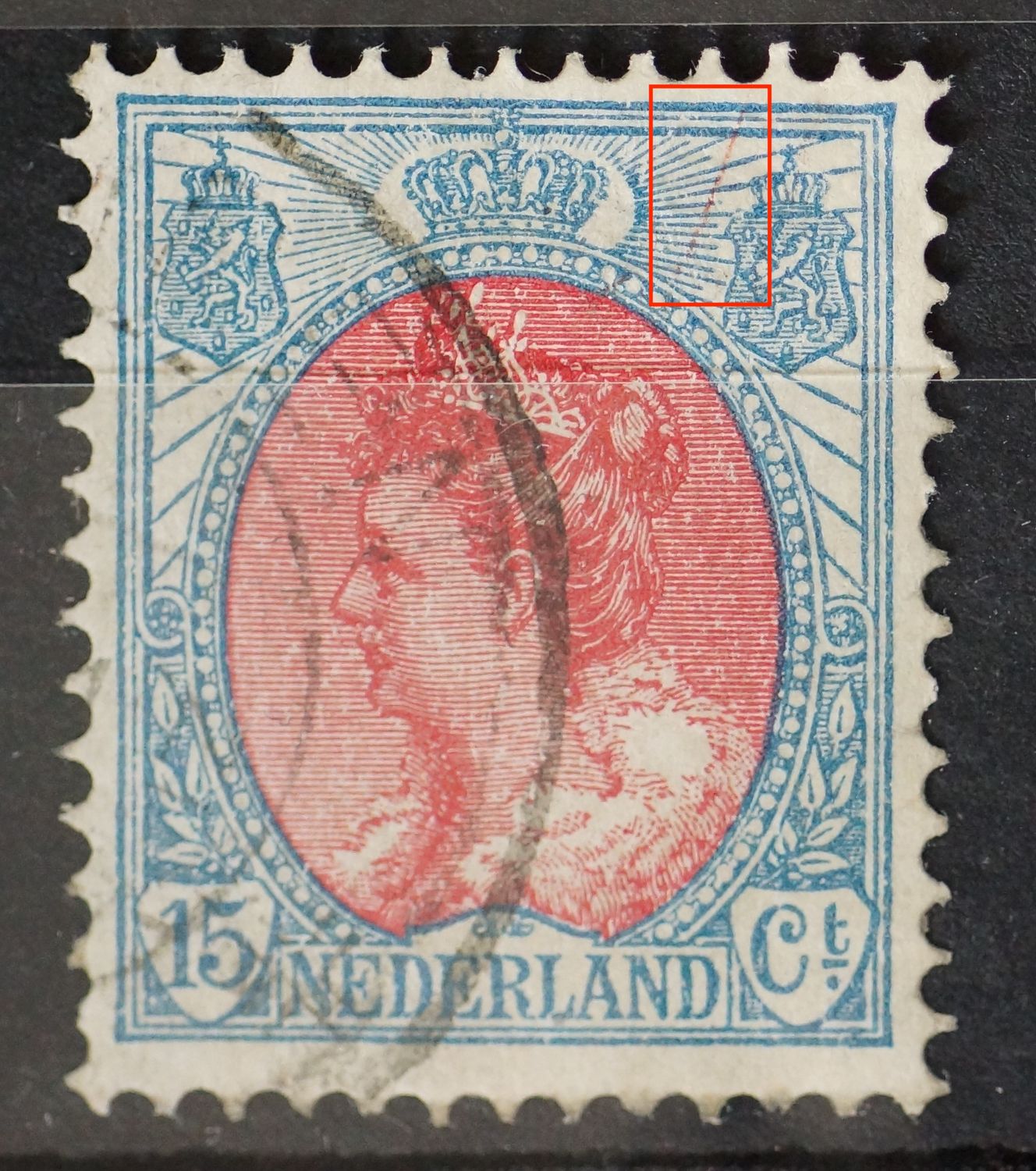 NVPH 65 - rode lijn rechtsboven