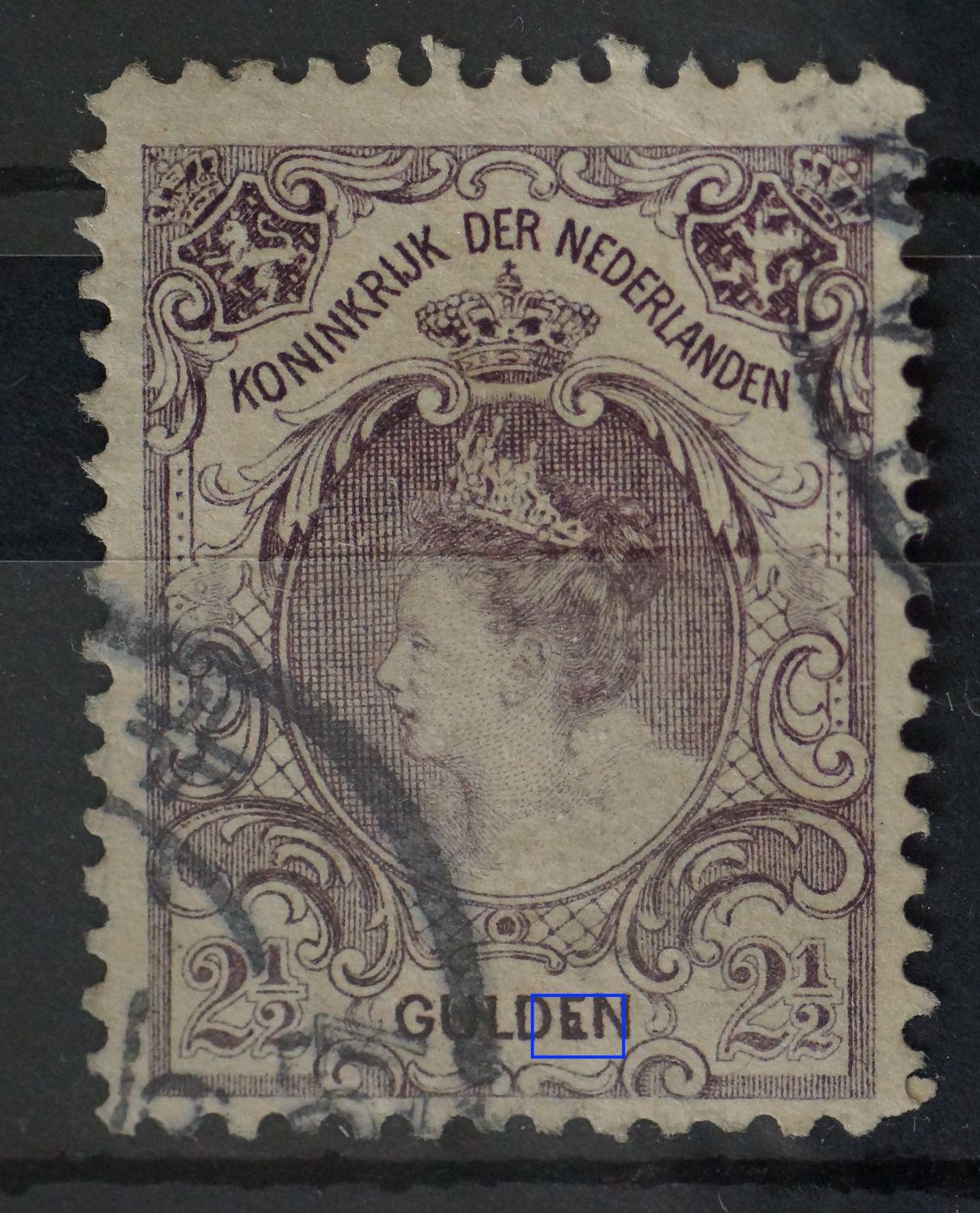 NVPH 78 - violette vlek in de E van GULDEN NVPH 78 - violette vlek in de E van GULDEN