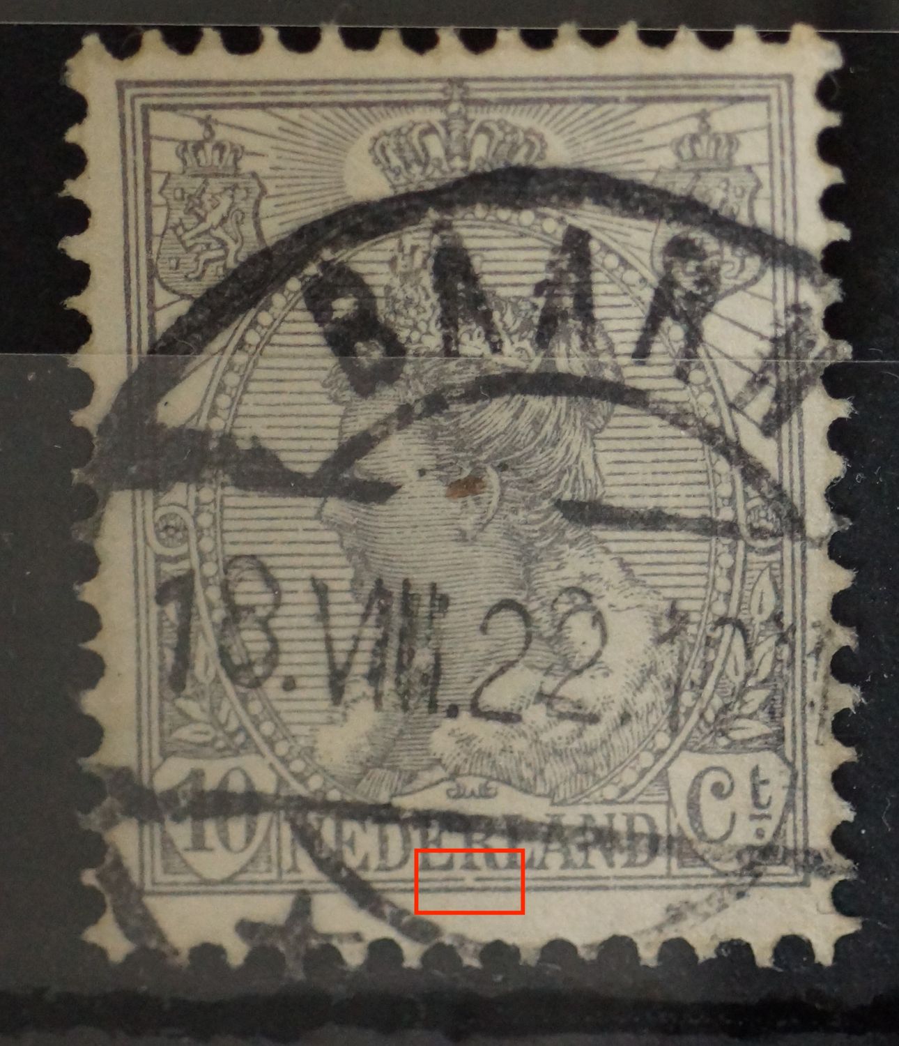 NVPH 81 - o.a. breuk in kaderlijn onder de R van NEDERLAND