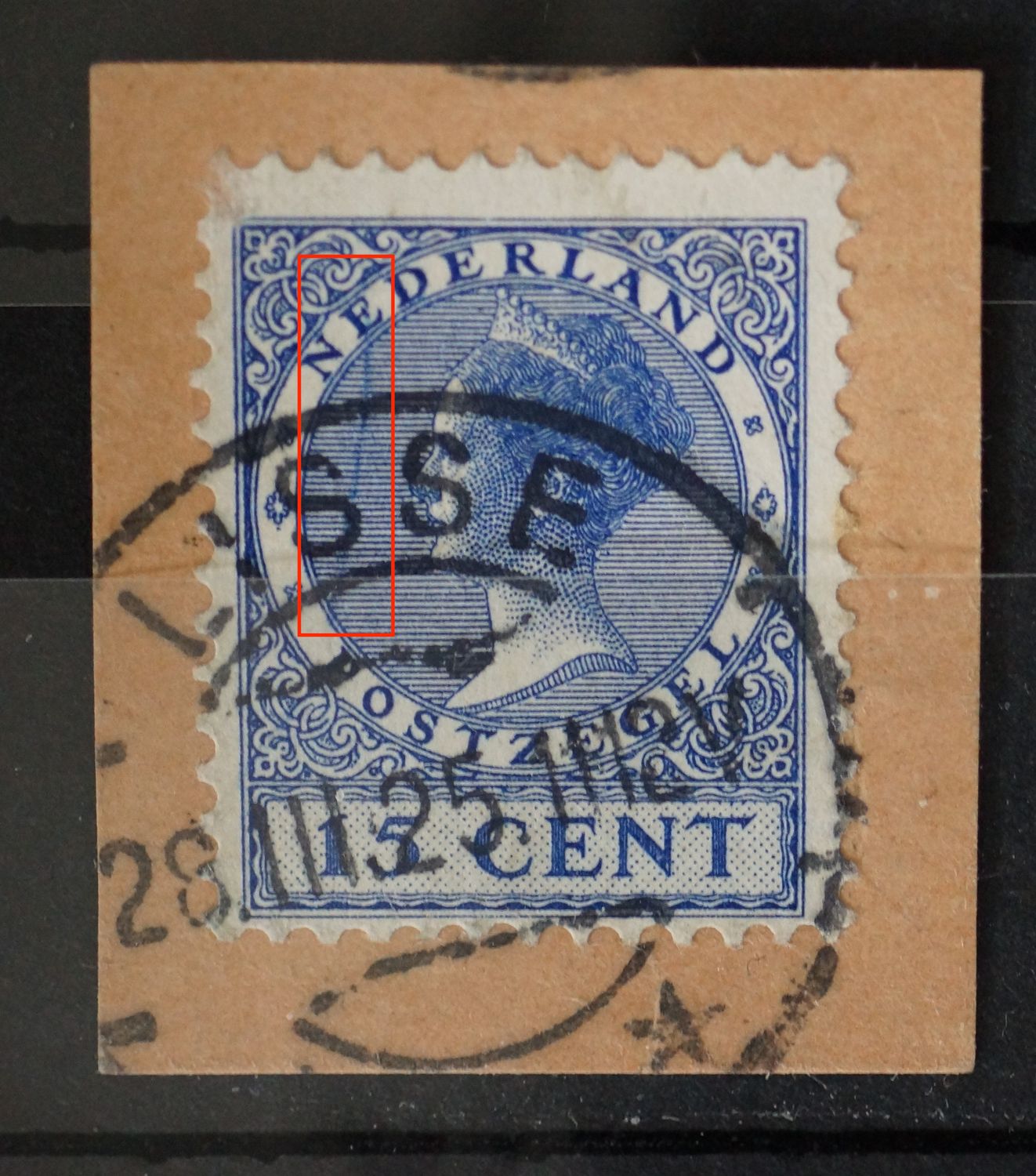 NVPH 155 - kromme blauwe lijn linksboven