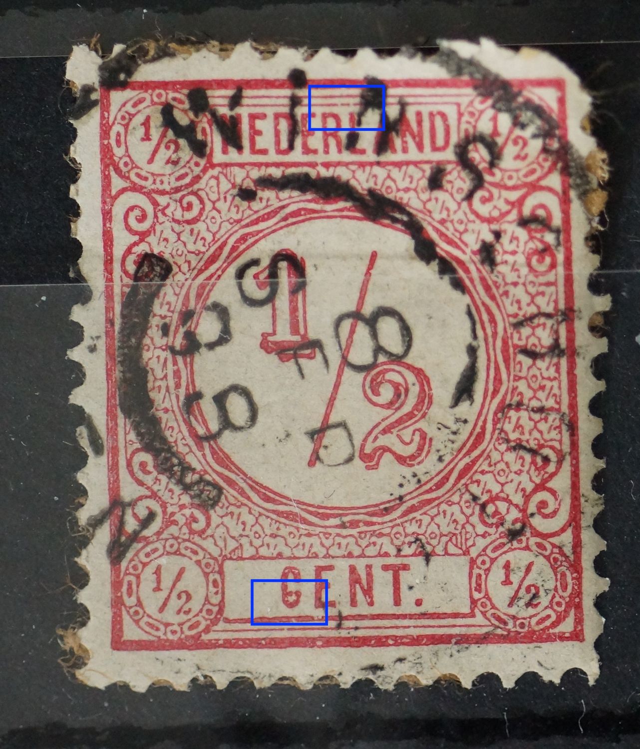 NVPH 30 - o.a. roze punt in de C van CENT