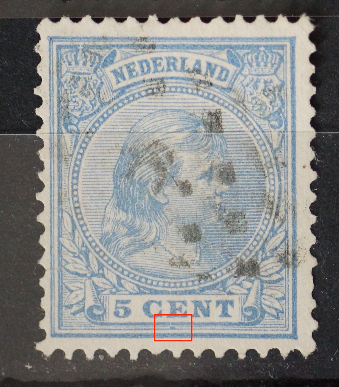 NVPH 35 - blauwe vlek midden onder