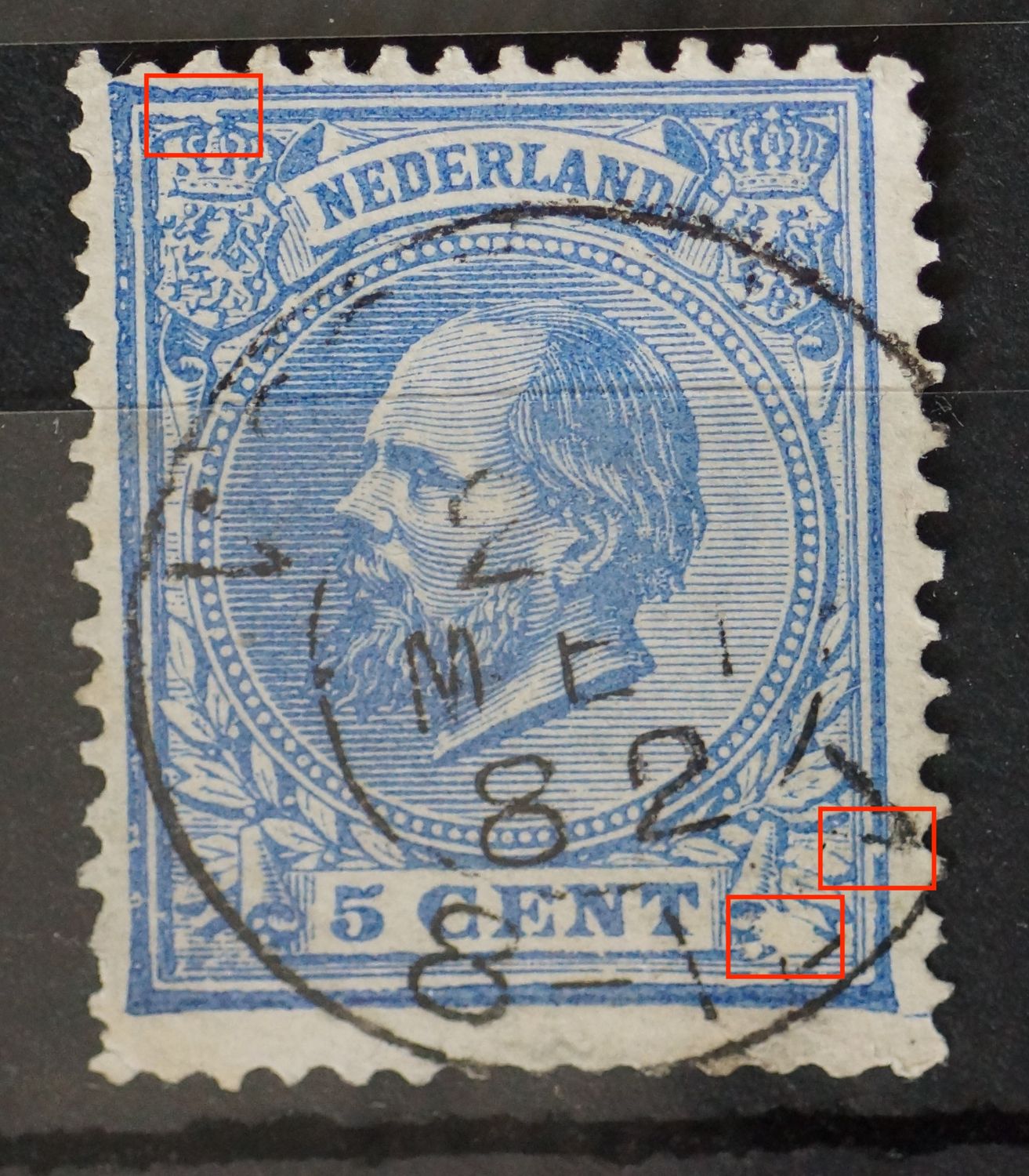 NVPH 19 - o.a. grote witte vlek rechtsonder NVPH 19 - o.a. grote witte vlek rechtsonder