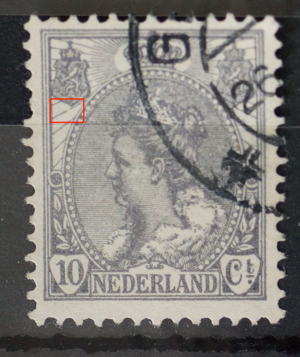 NVPH 62 - o.a. breuk in straal onder linker wapenschild