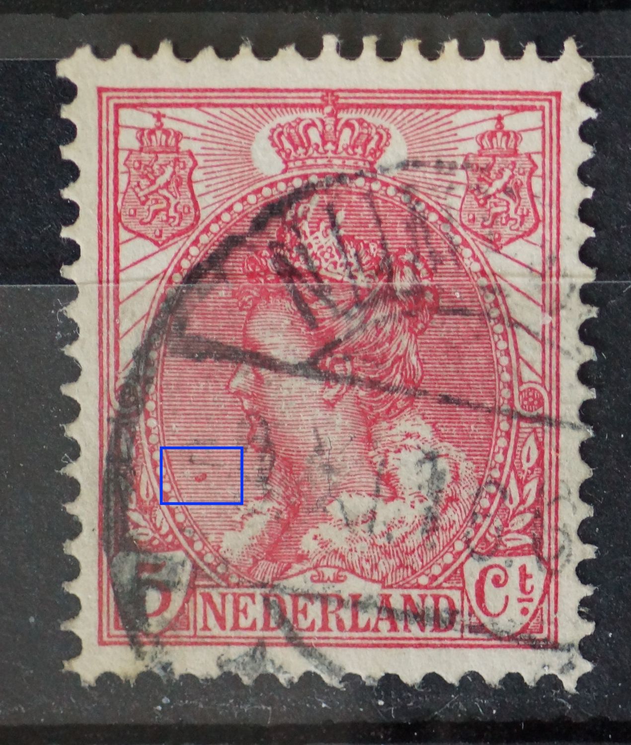 NVPH 60 - rode vlek in arcering linksonder NVPH 60 - rode vlek in arcering linksonder