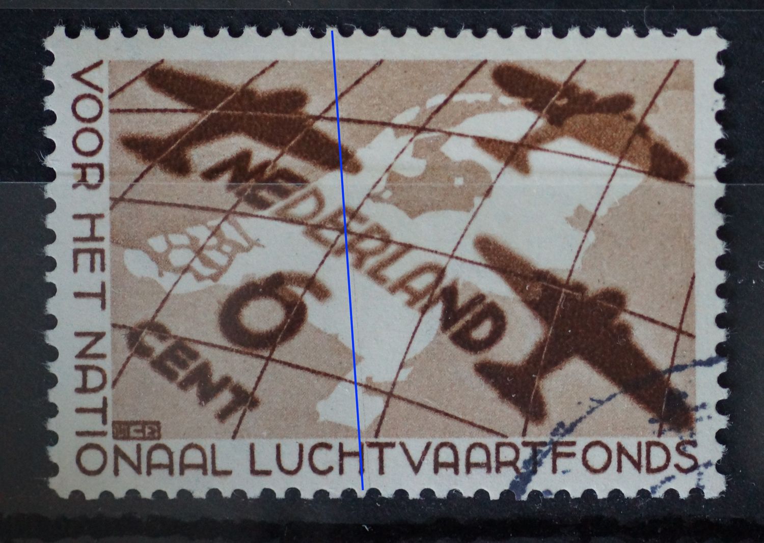 NVPH 278 - verticale dunne graveerkras / rakellijn