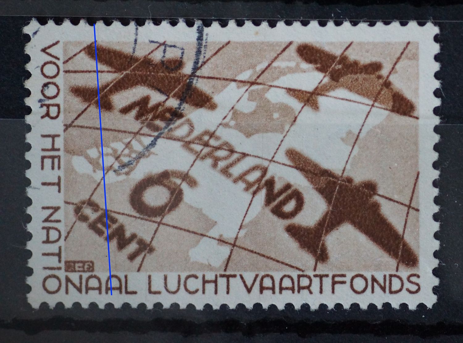 NVPH 278 - verticale dunne graveerkras / rakellijn