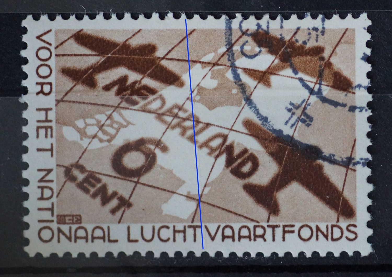 NVPH 278 - verticale dunne graveerkras / rakellijn