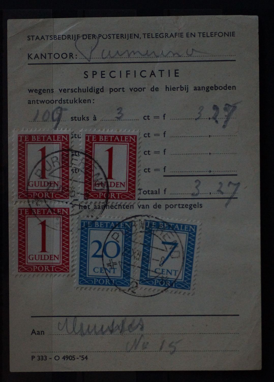 Portformulier Purmerend (fl. 3,27) Portformulier Purmerend (fl. 3,27)