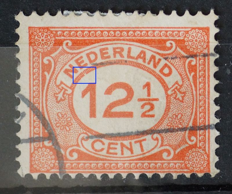 NVPH 108 - breuk / witte vlek onder de 1e E van NEDERLAND NVPH 108 - breuk / witte vlek onder de 1e E van NEDERLAND