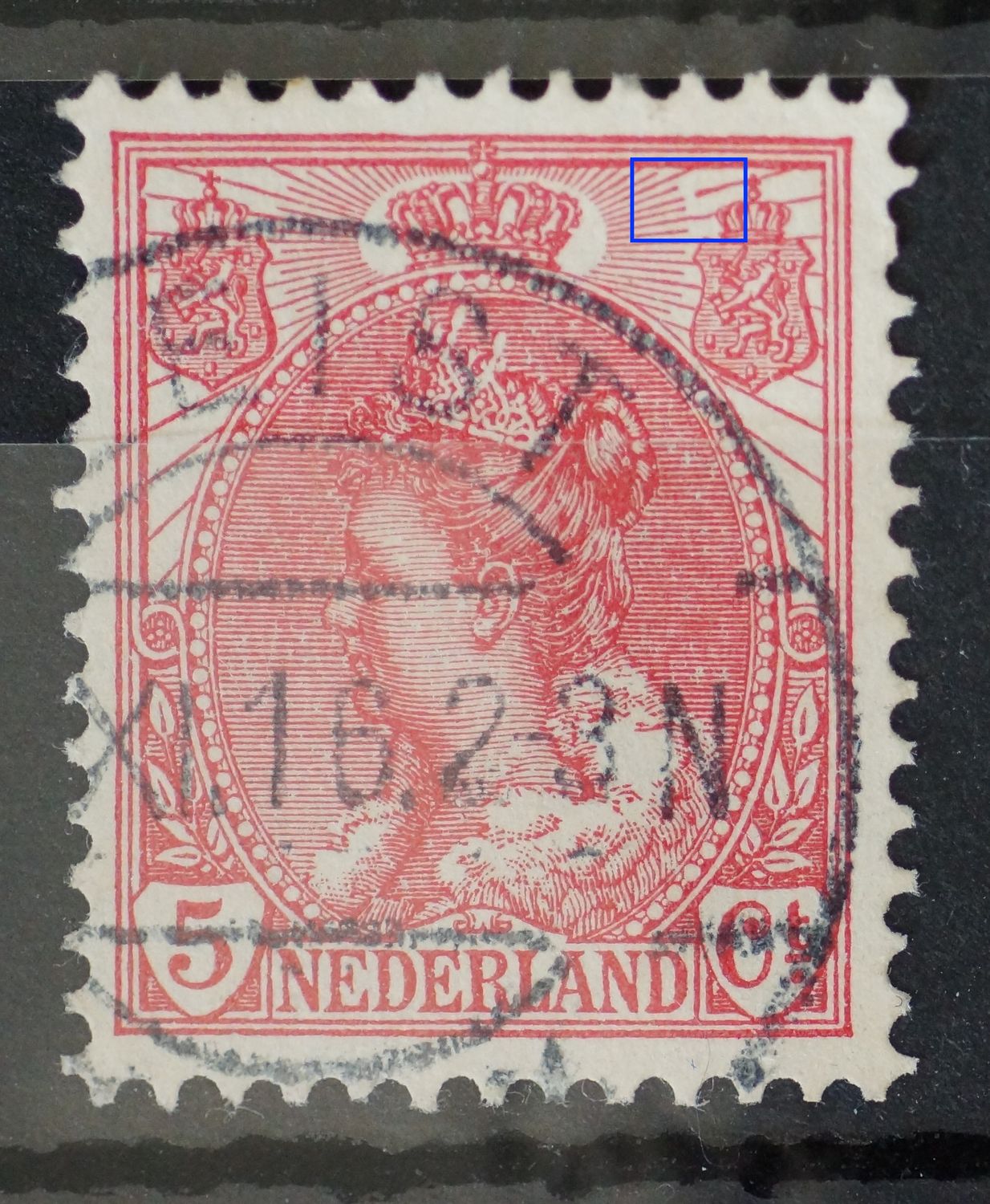 NVPH 60 -breuk in straal bij rechter wapenschild NVPH 60 -breuk in straal bij rechter wapenschild